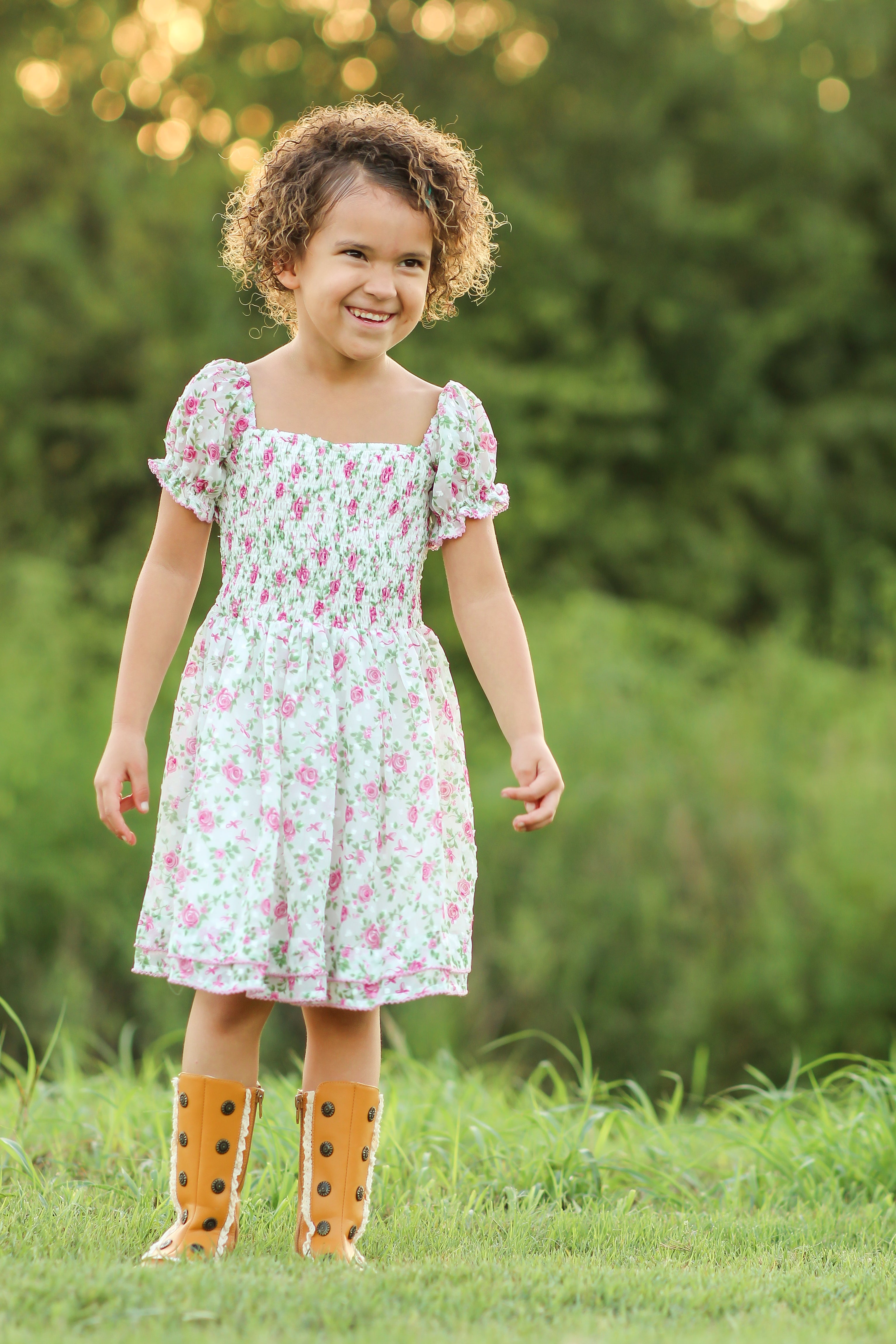 Brielle Shimmer Dress - Forever Florals