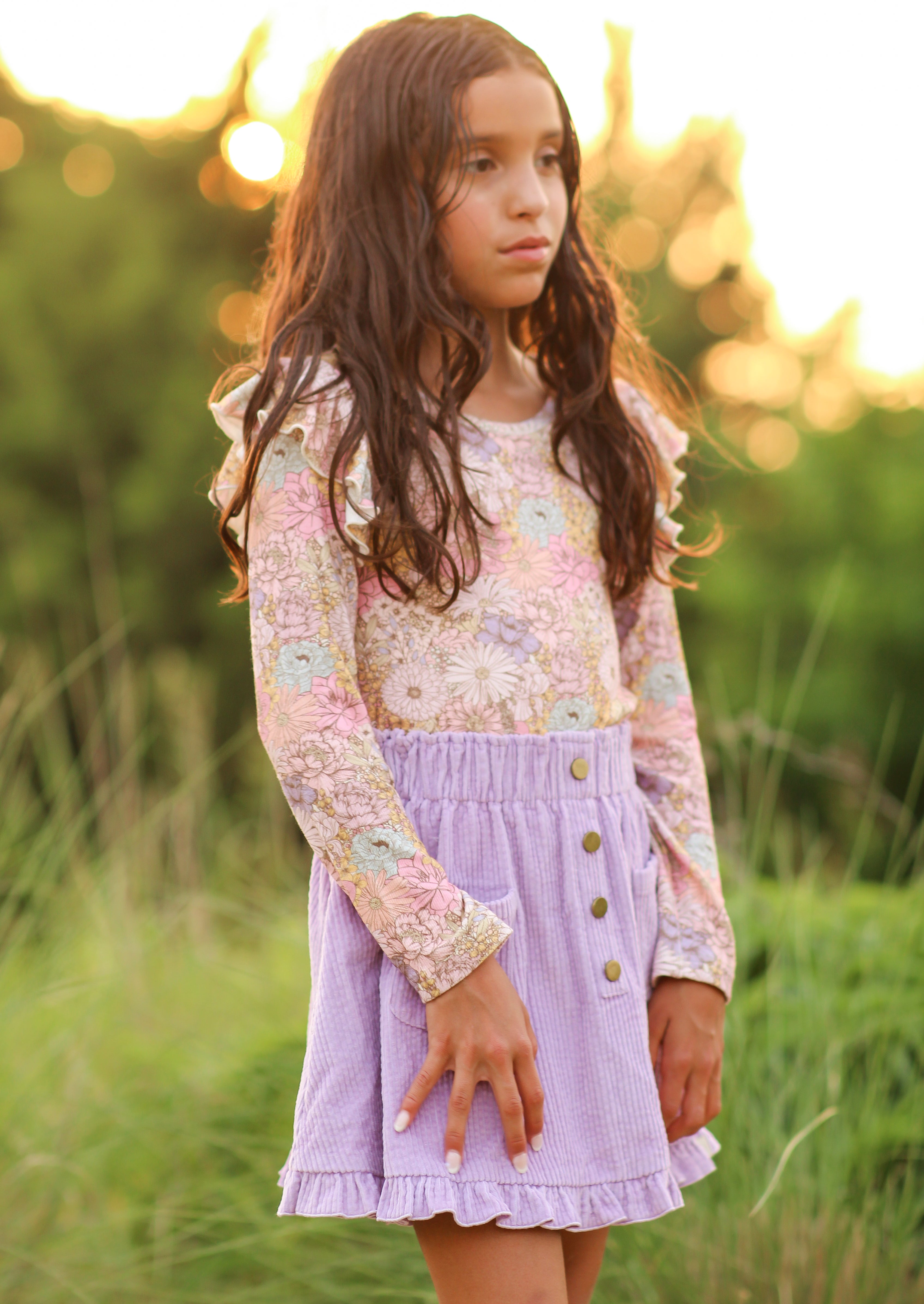 Vienna Corduroy Skirt - Dusky Dahlia (Pre-Order)