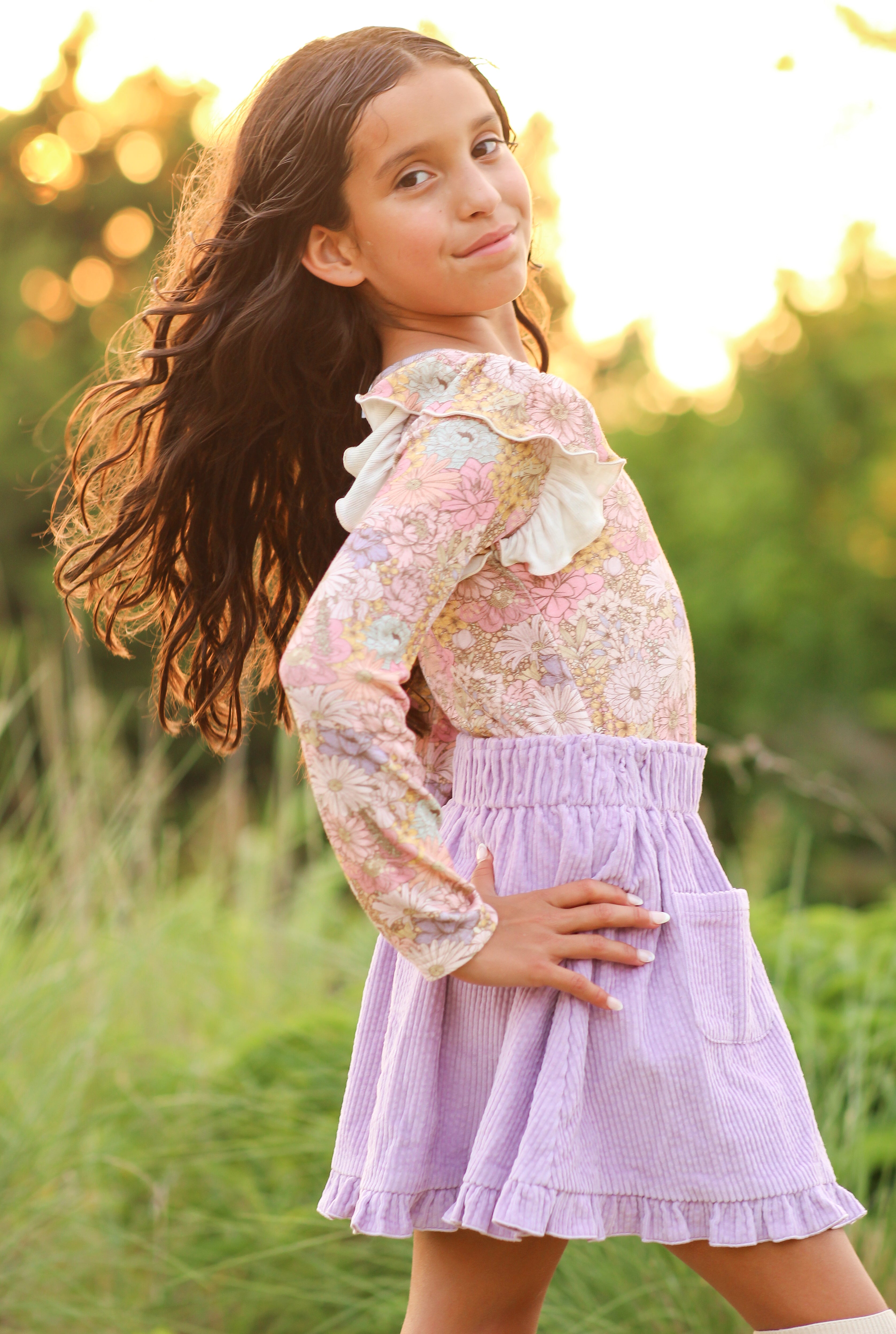 Ribbed Ruffle Top - Dusky Dahlia (Pre-Order)
