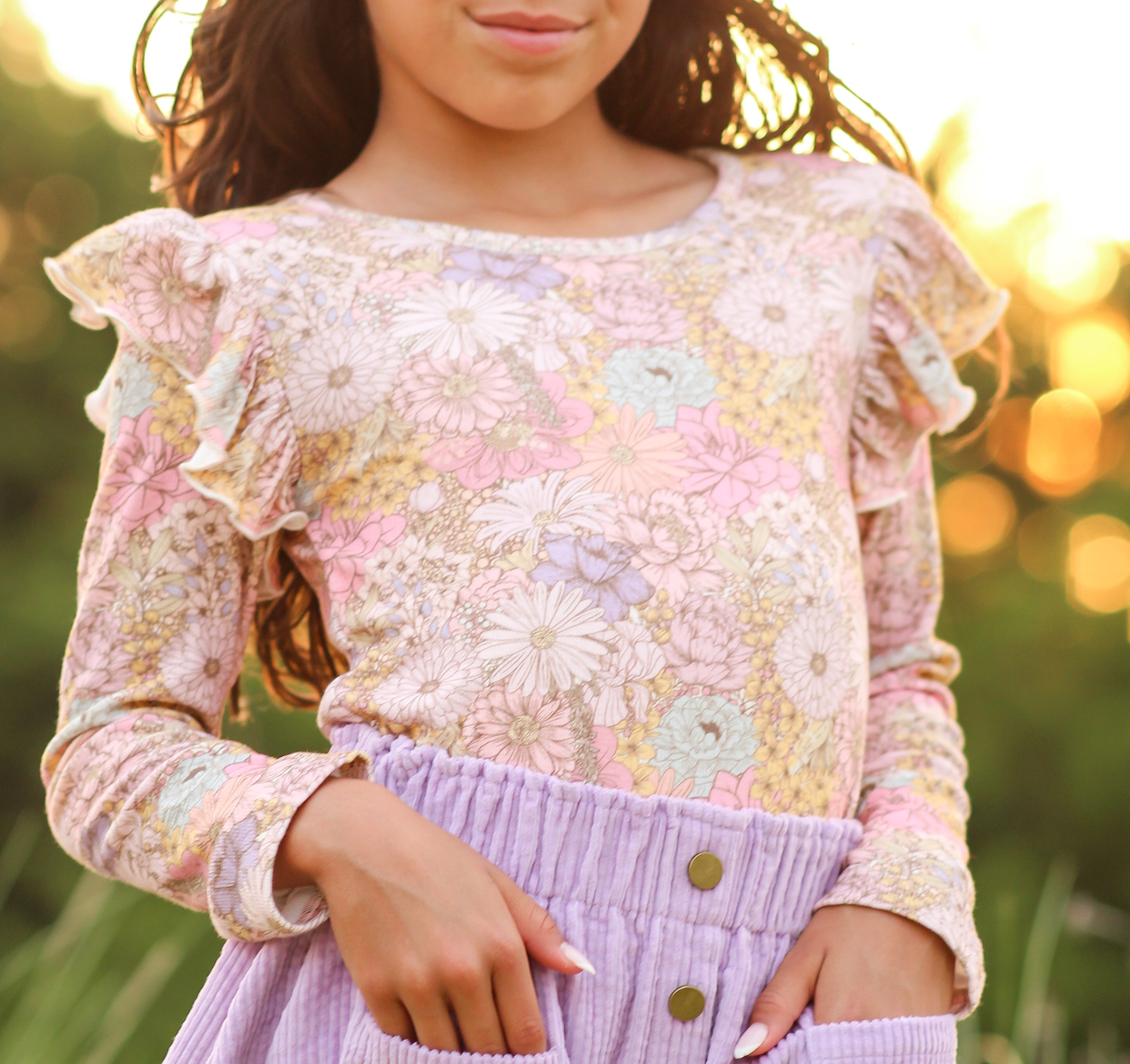 Ribbed Ruffle Top - Dusky Dahlia (Pre-Order)