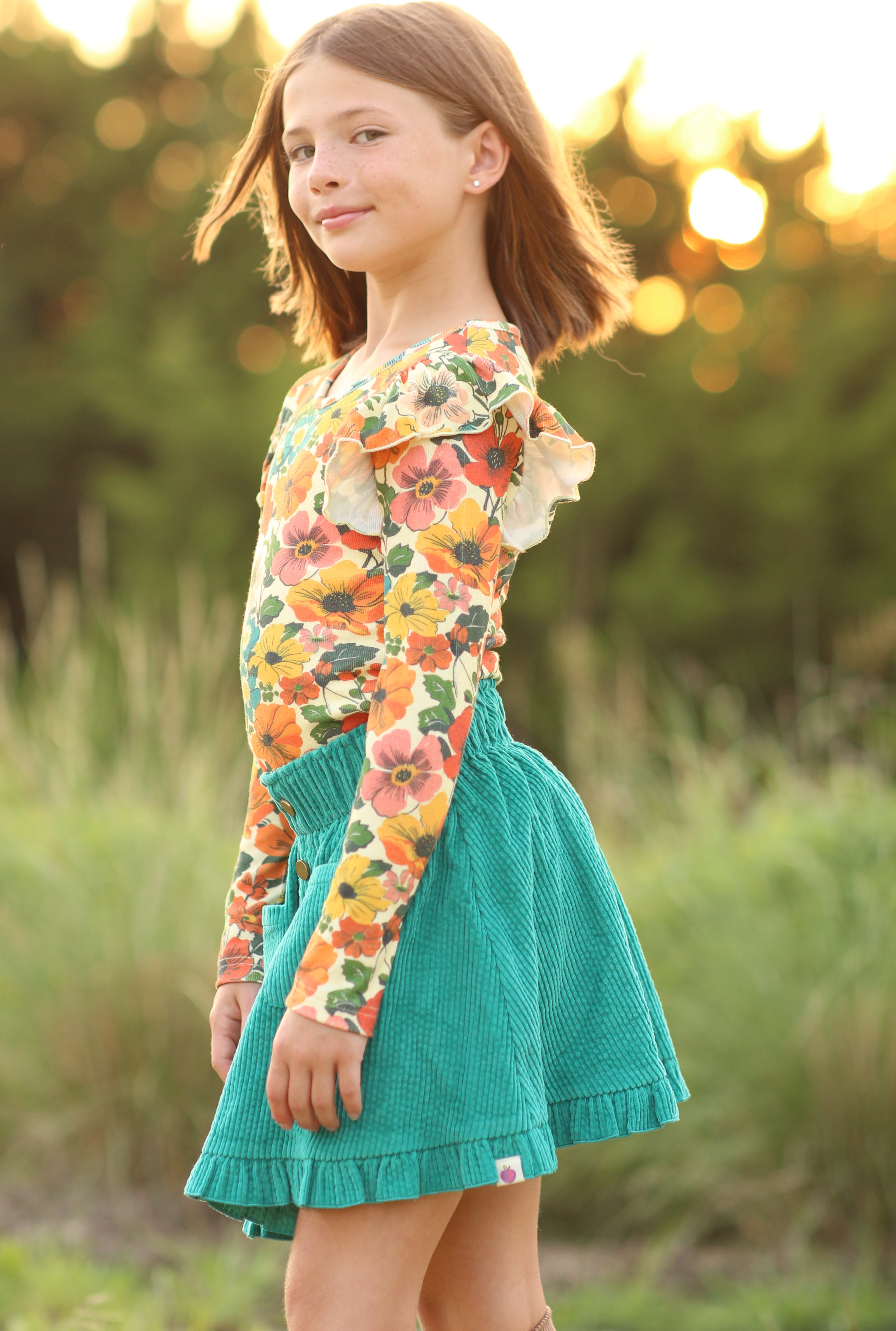 Ribbed Ruffle Top - Teal Revival