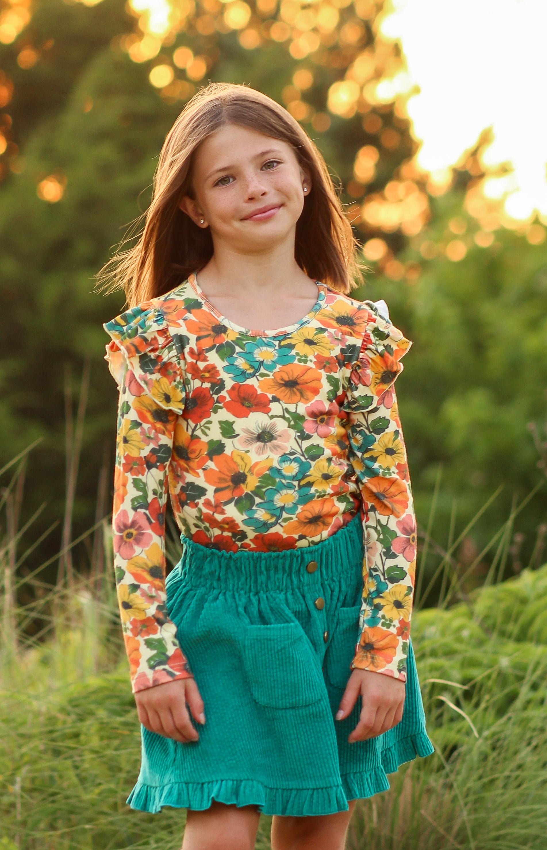 Ribbed Ruffle Top - Teal Revival