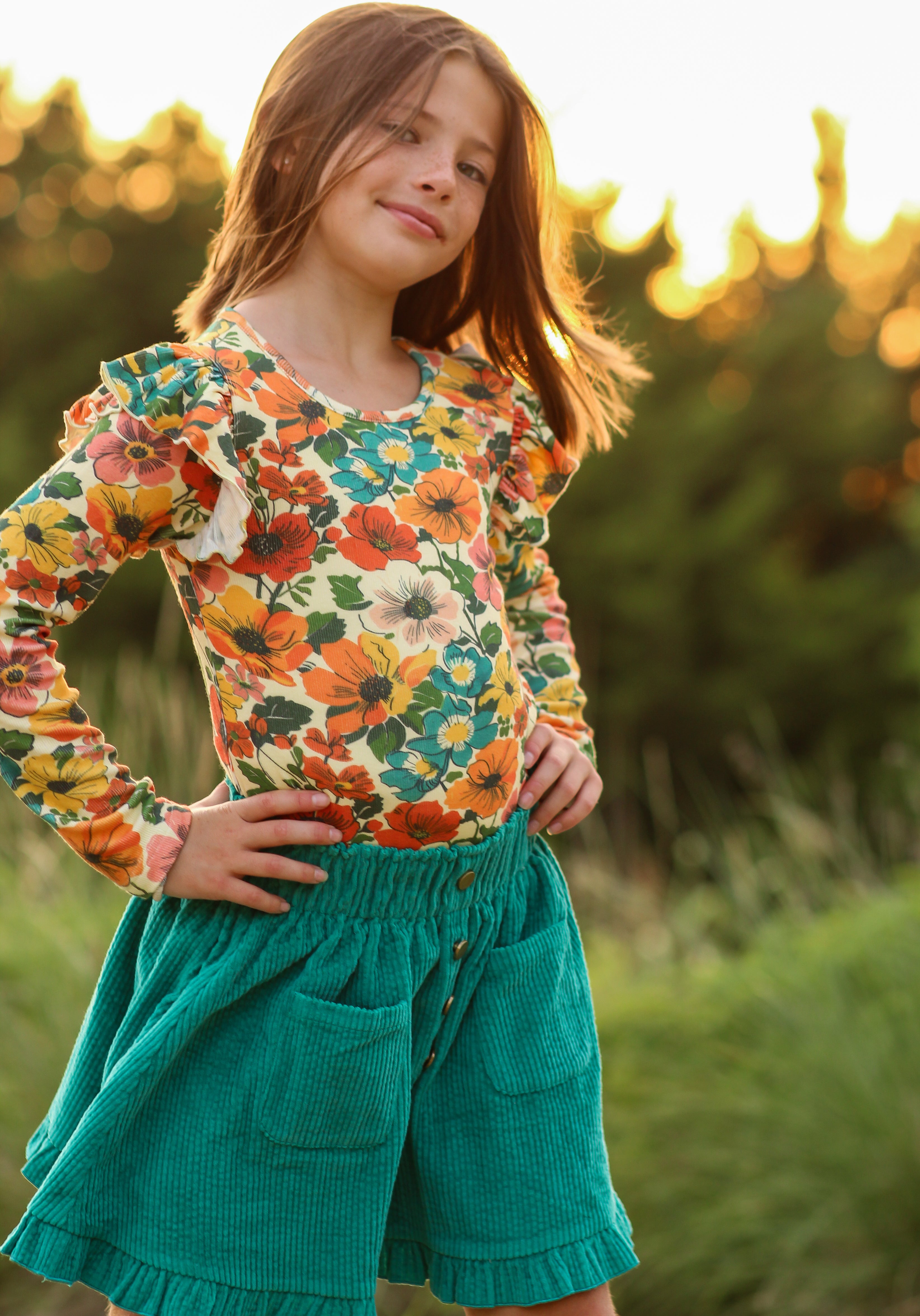 Ribbed Ruffle Top - Teal Revival