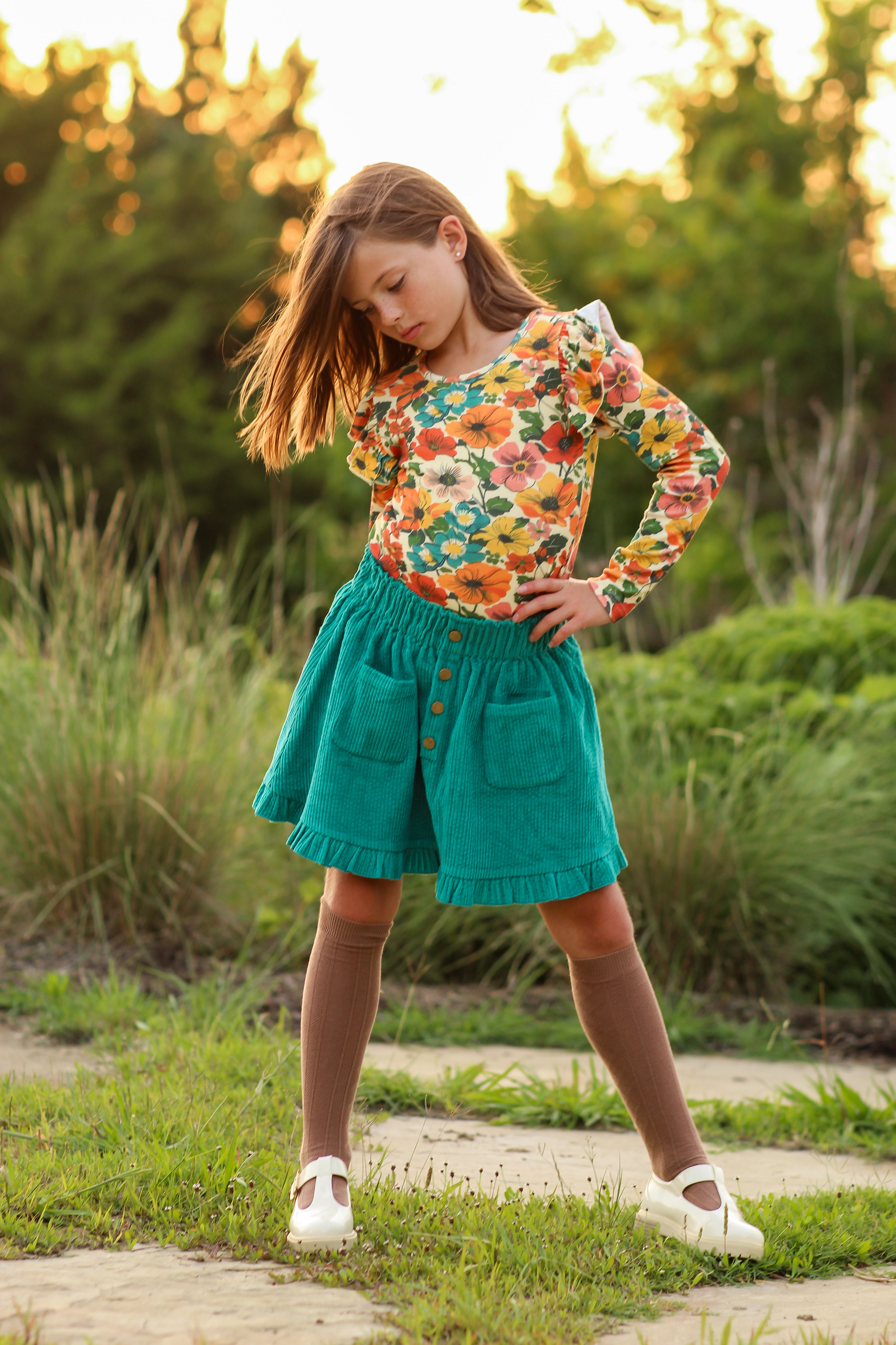 Ribbed Ruffle Top - Teal Revival