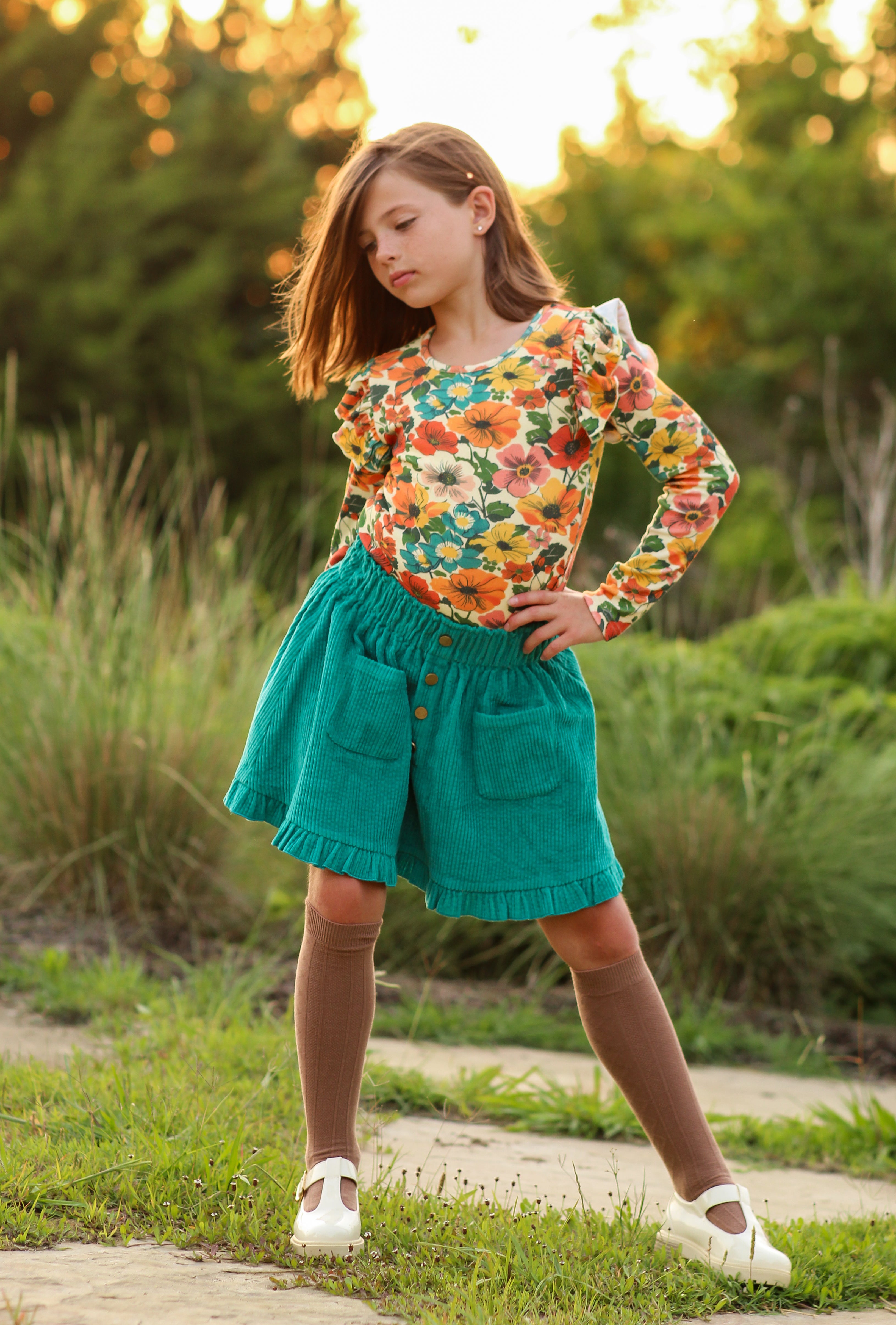 Ribbed Ruffle Top - Teal Revival
