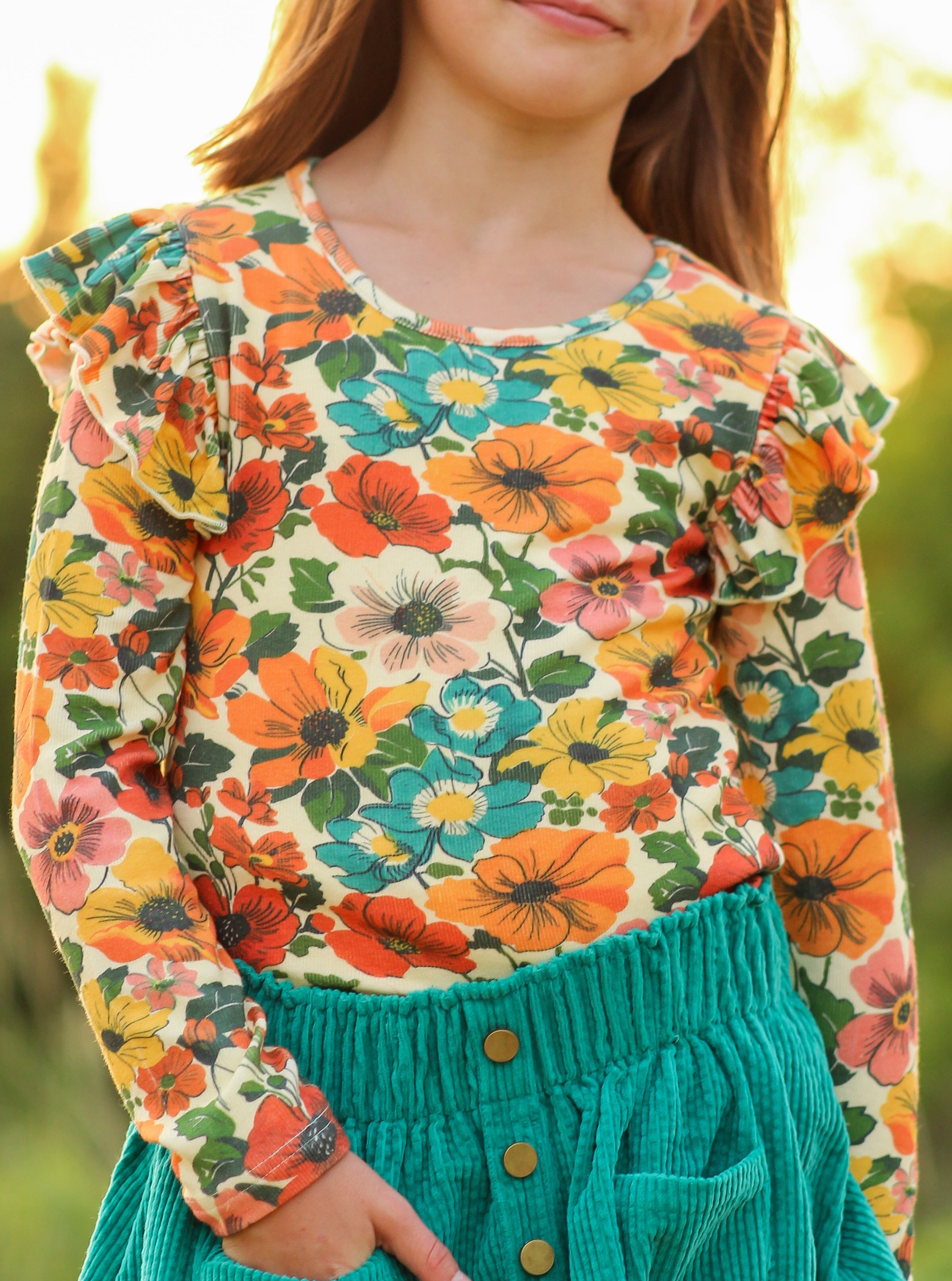 Ribbed Ruffle Top - Teal Revival
