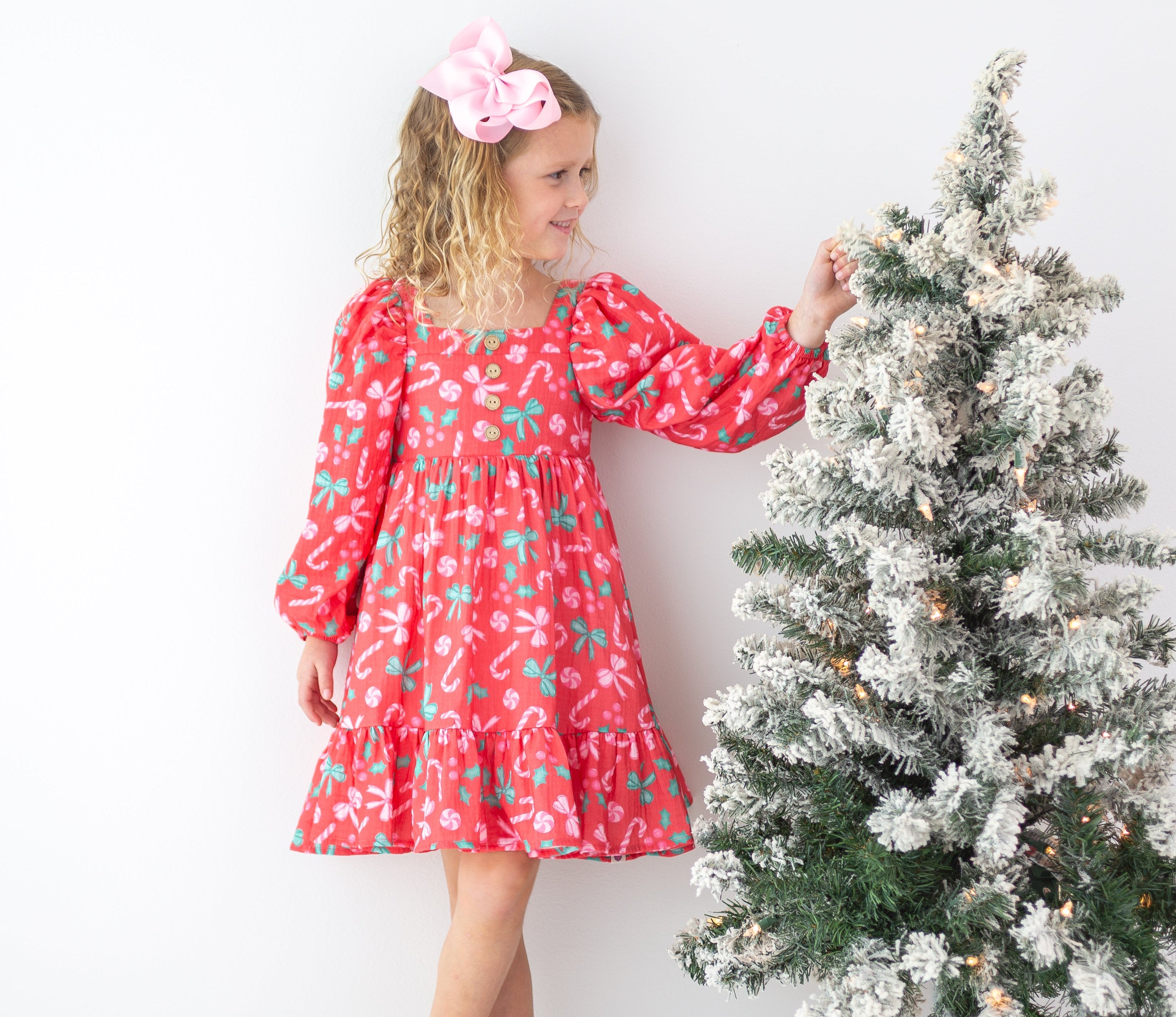 Puff Sleeve Gauze Dress - Peppermint Parade (Pre-Order)