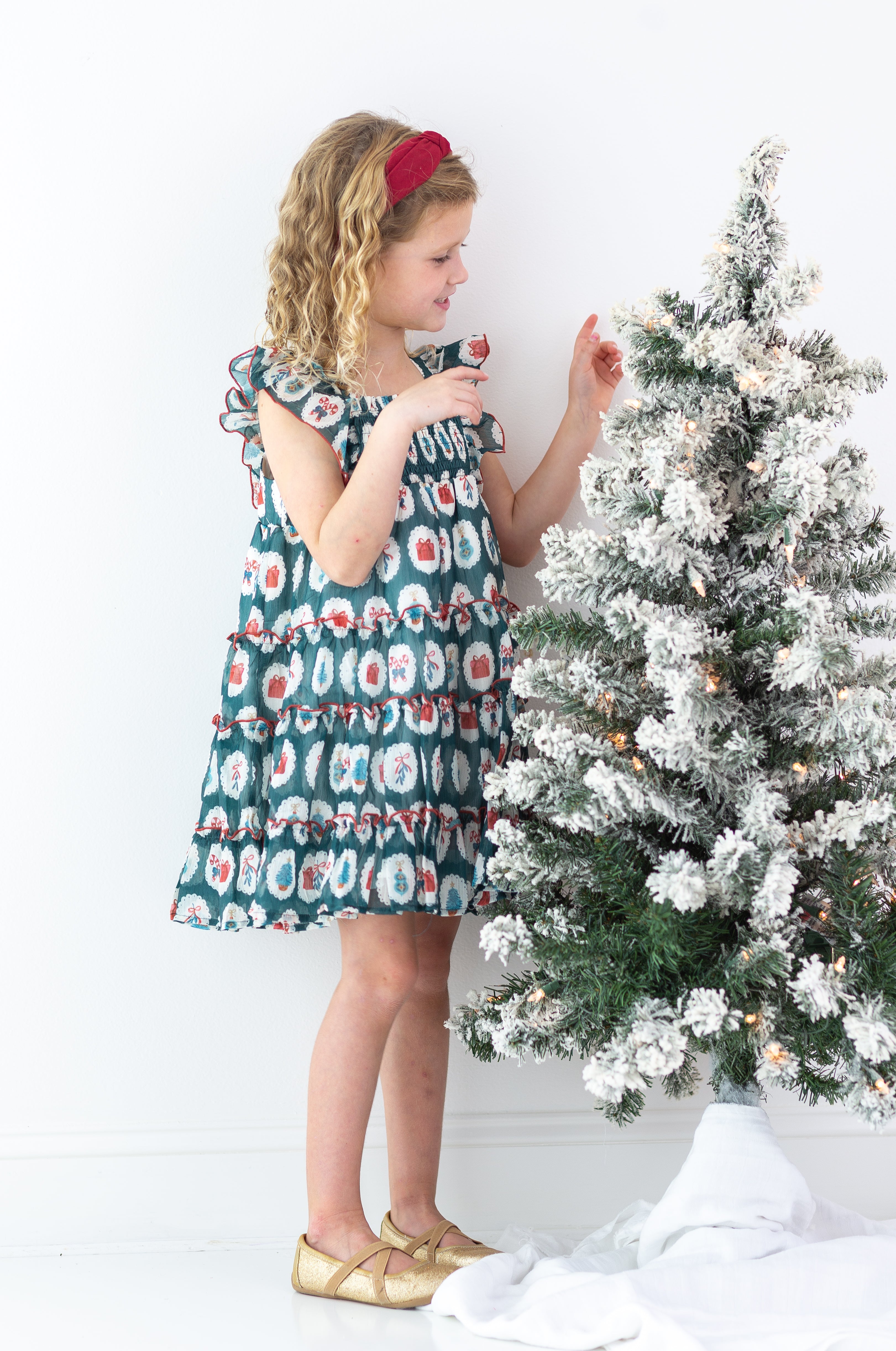 Brielle Shimmer Dress - Enchanted Evergreen