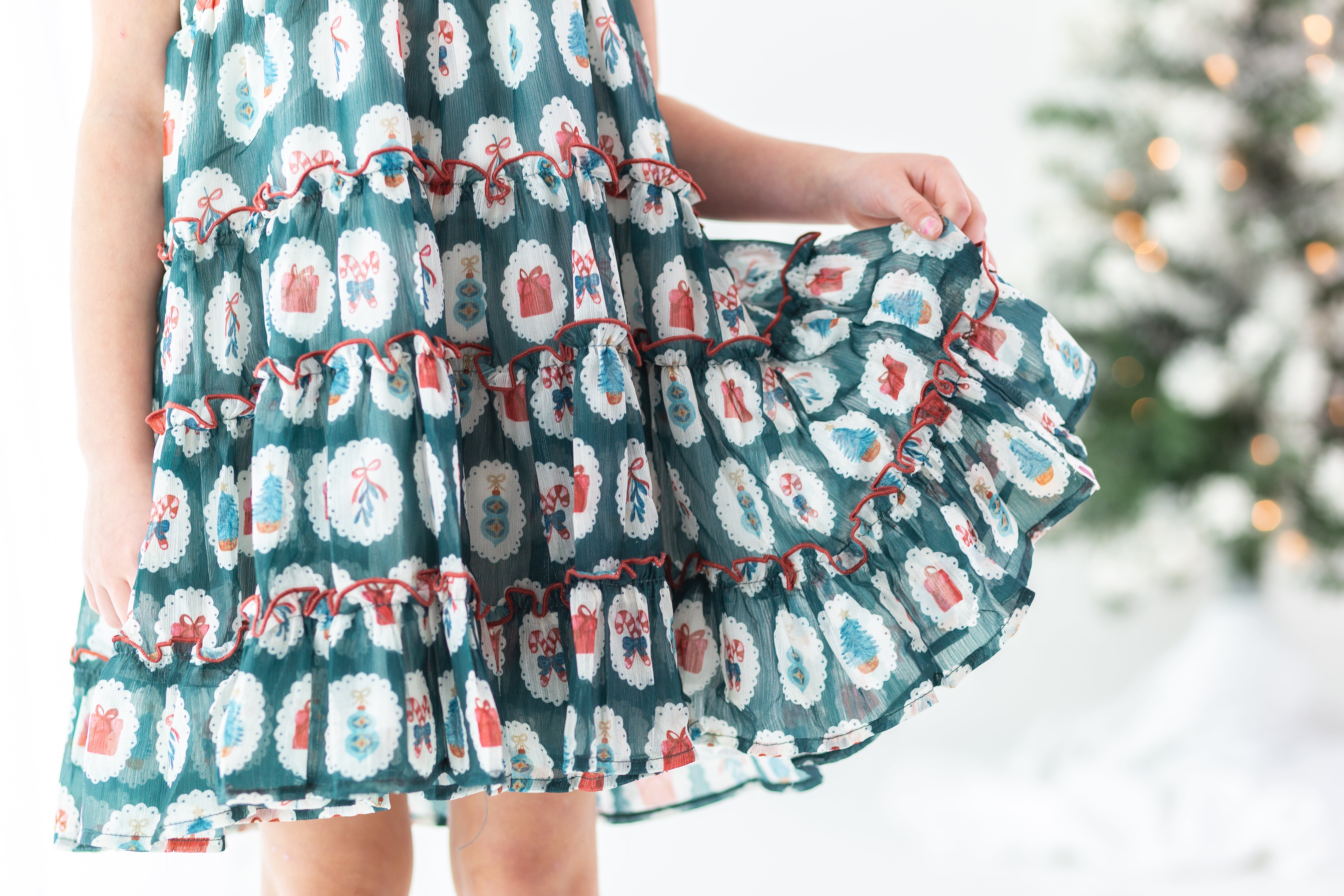 Brielle Shimmer Dress - Enchanted Evergreen