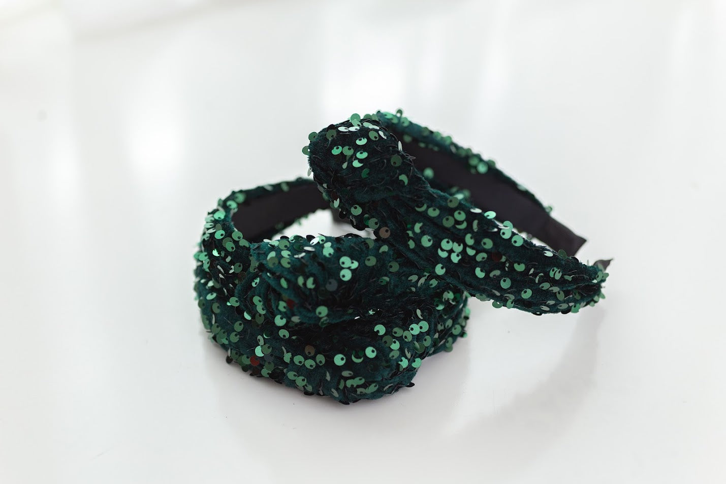 Sequin Velvet Headband - Green