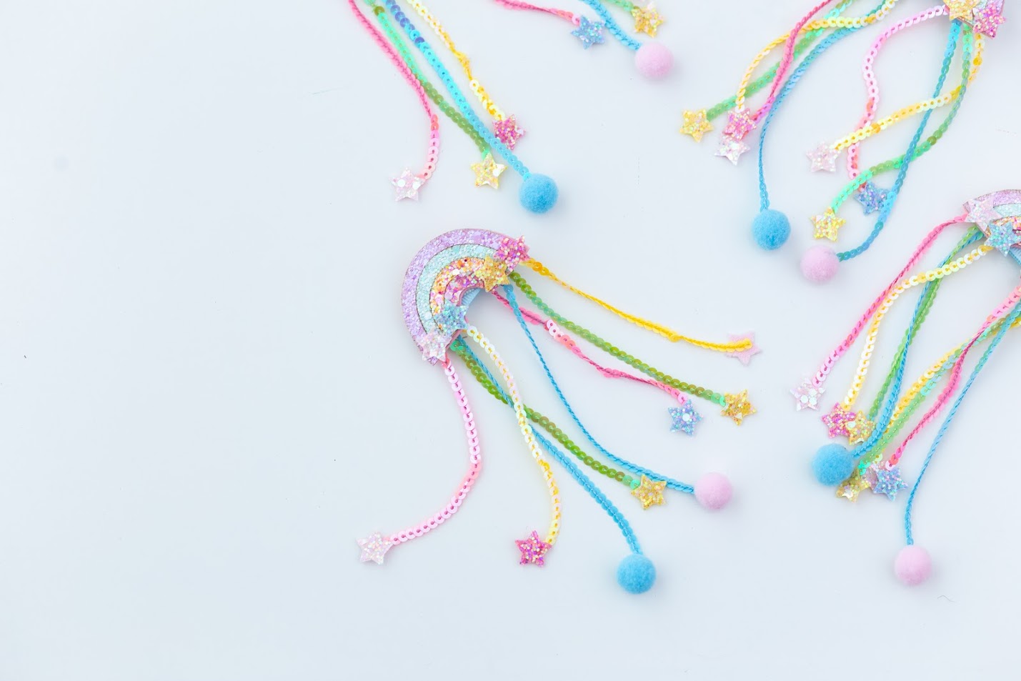 Hair Clip Set - Rainbow Ribbons
