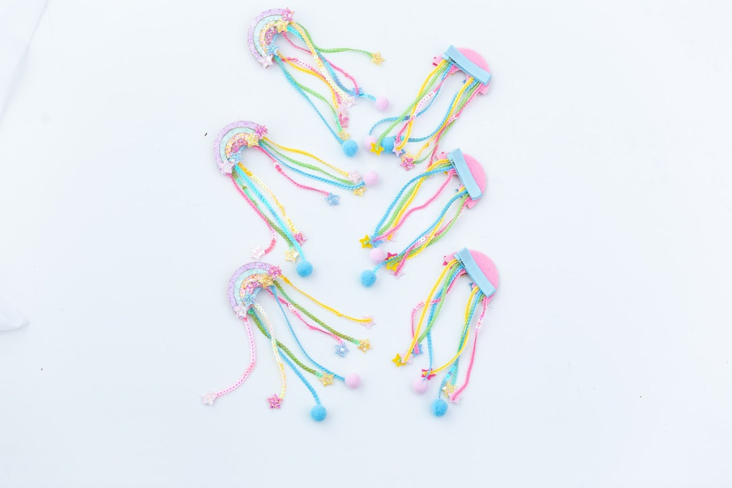 Hair Clip Set - Rainbow Ribbons