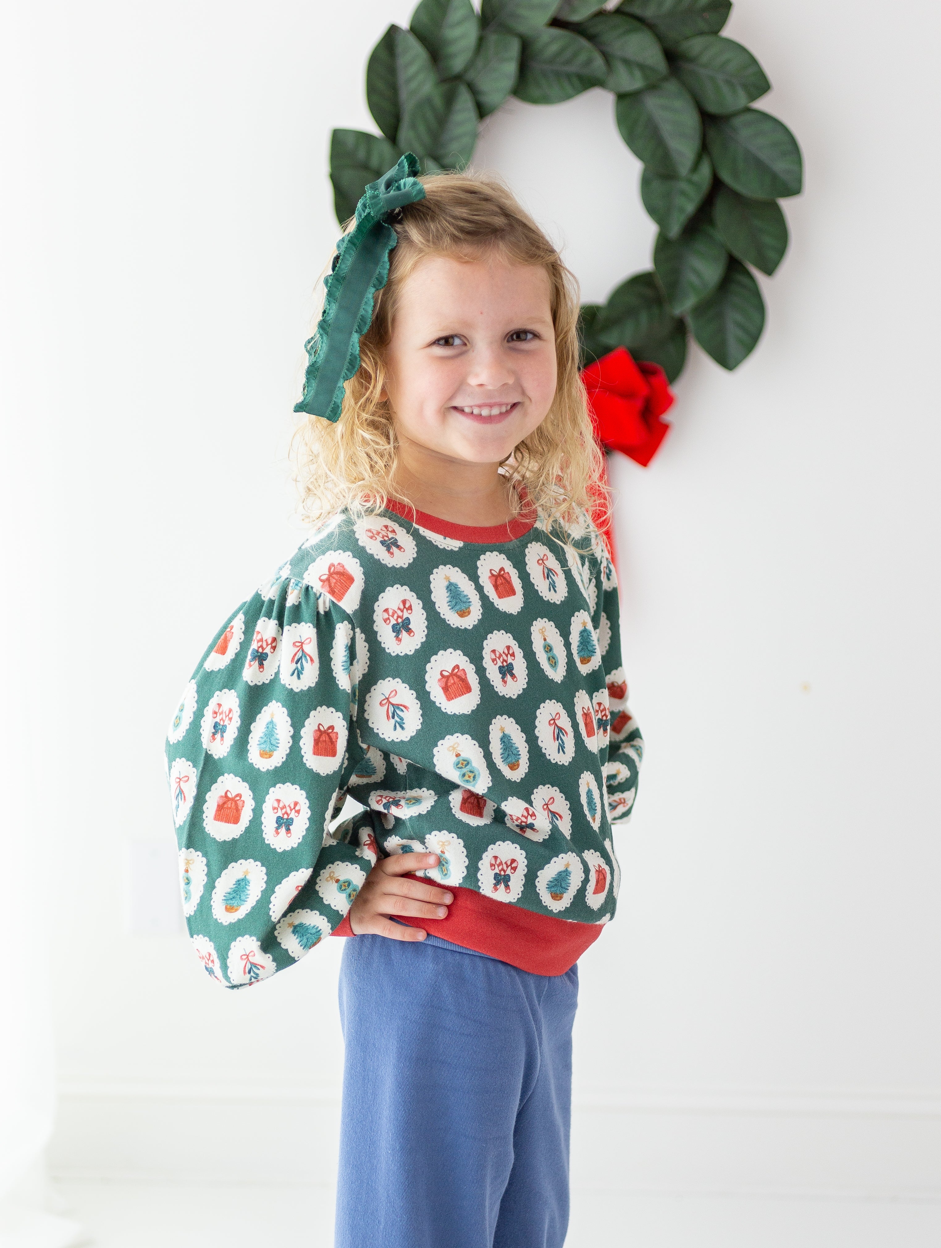 Opal Puff Sleeve Sweater - Enchanted Evergreen