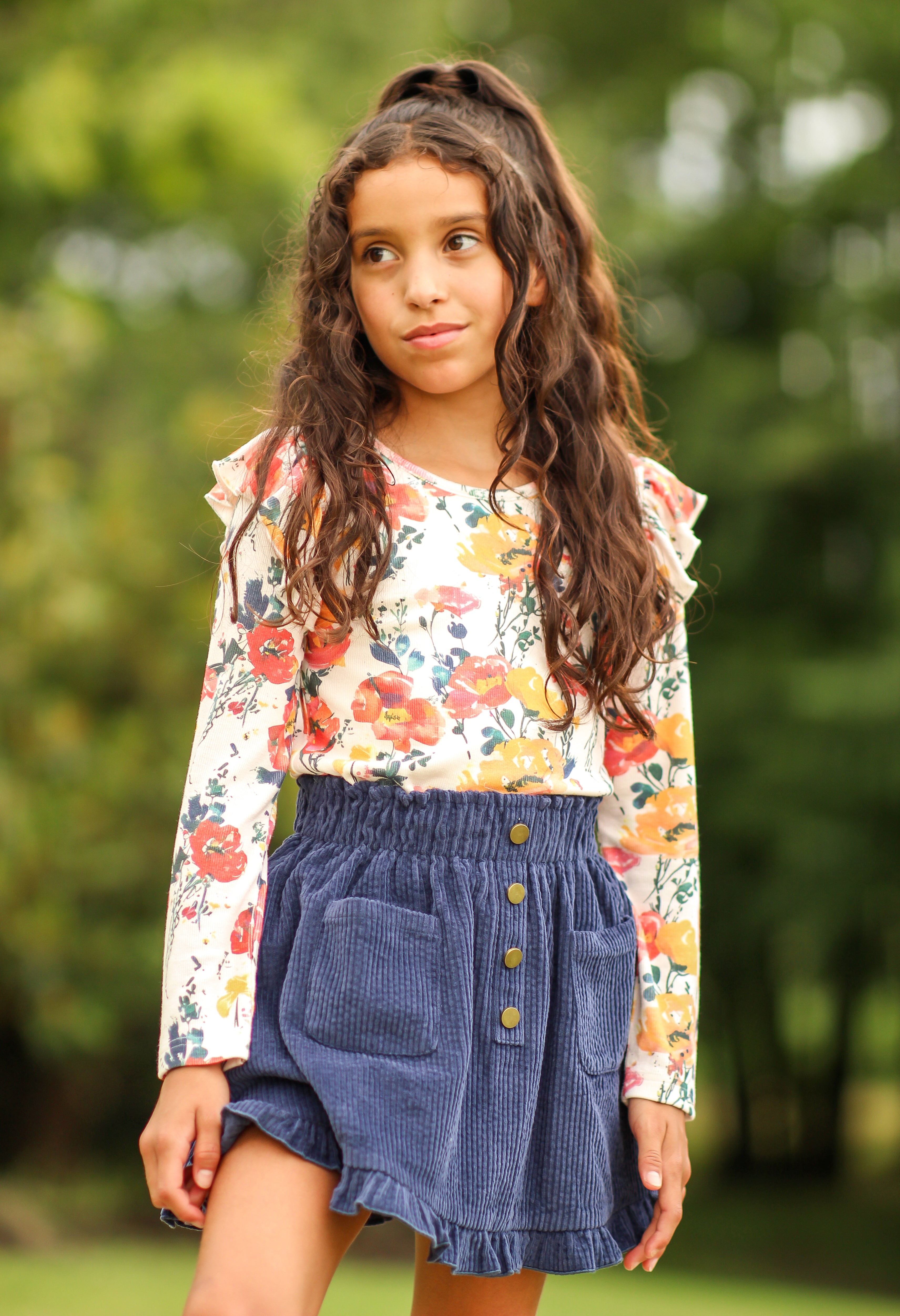 Ribbed Ruffle Top - Ink & Aura (Pre-Order)