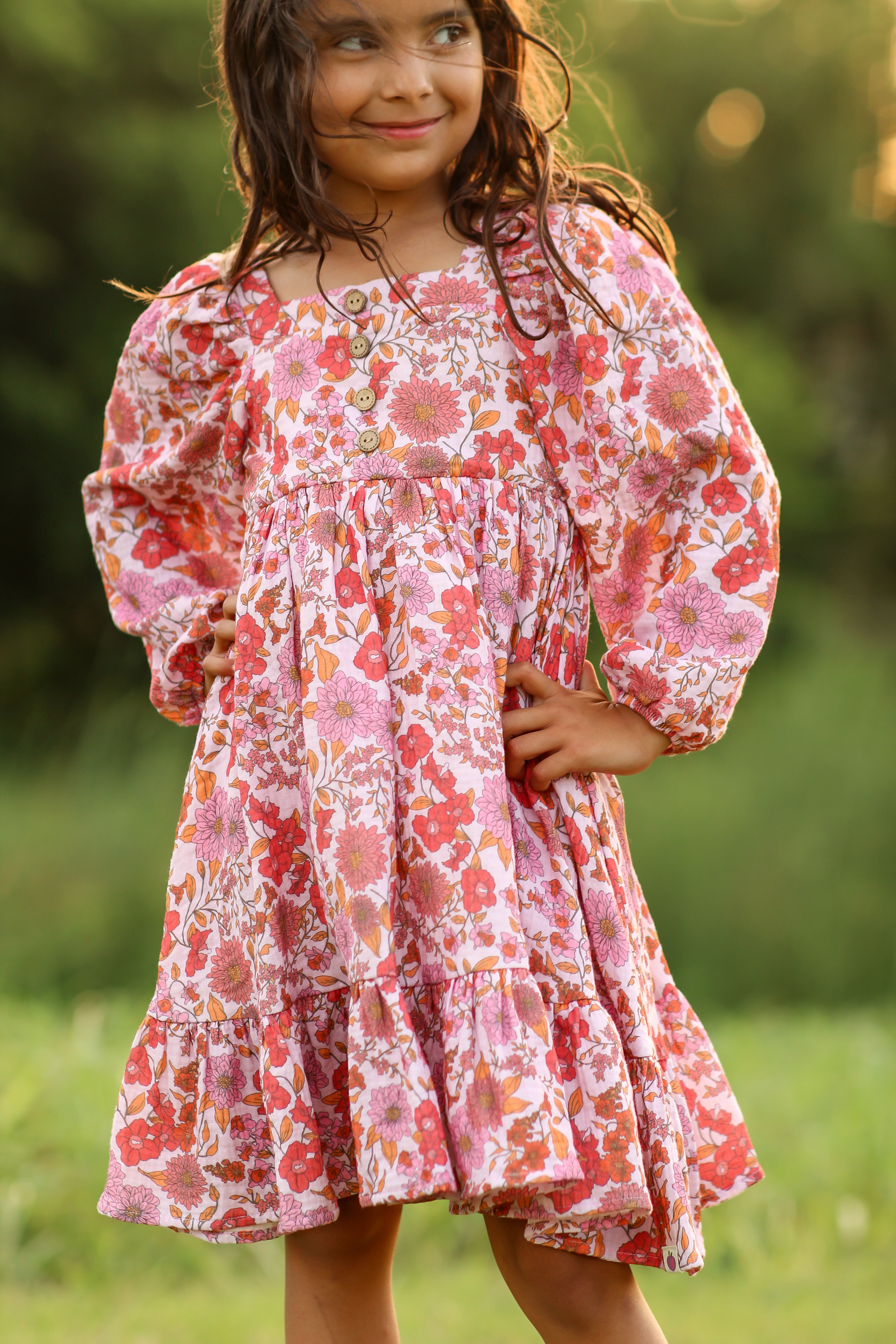 Puff Sleeve Gauze Dress - Rosewood (Pre-Order)