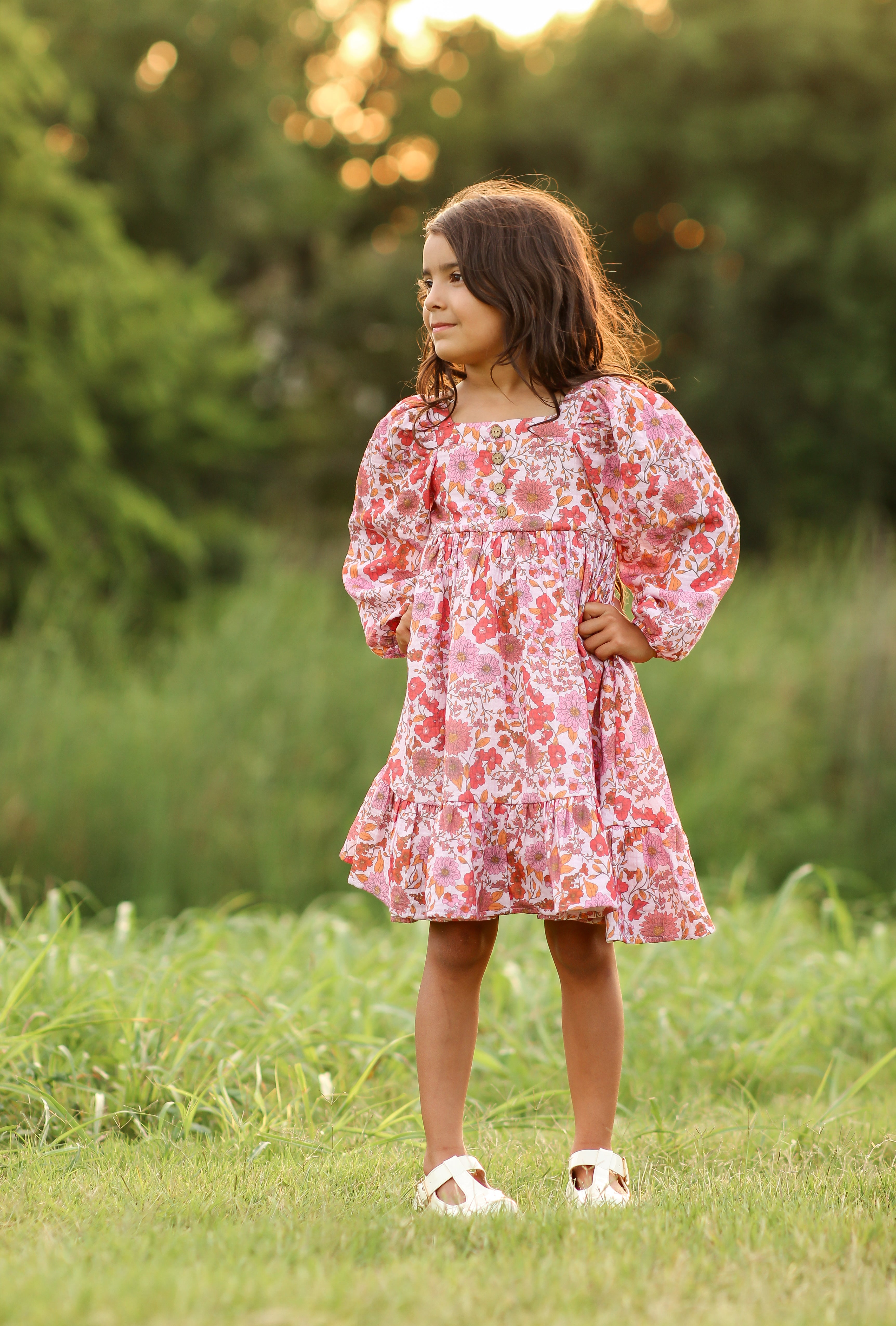 Puff Sleeve Gauze Dress - Rosewood (Pre-Order)