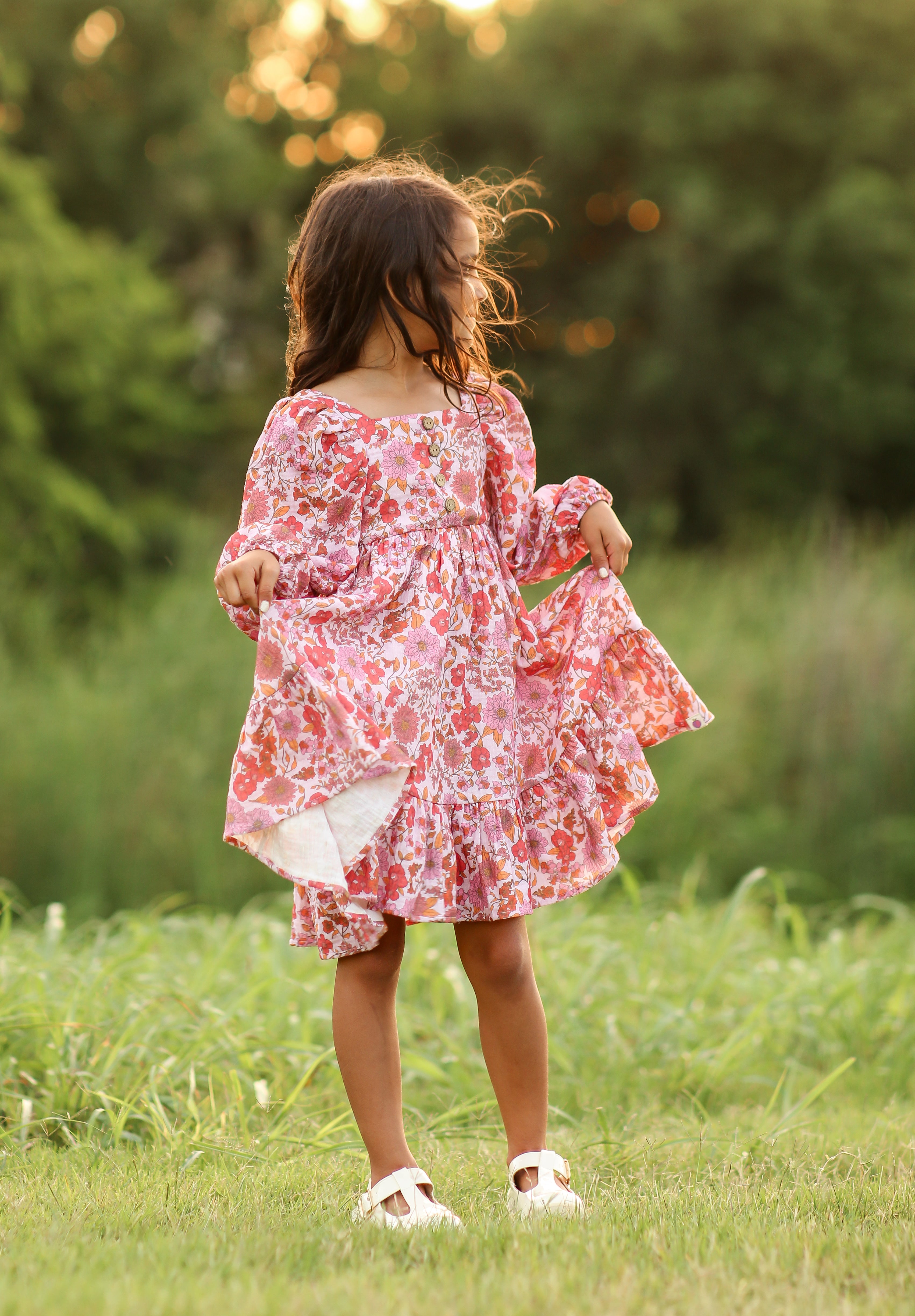 Puff Sleeve Gauze Dress - Rosewood (Pre-Order)