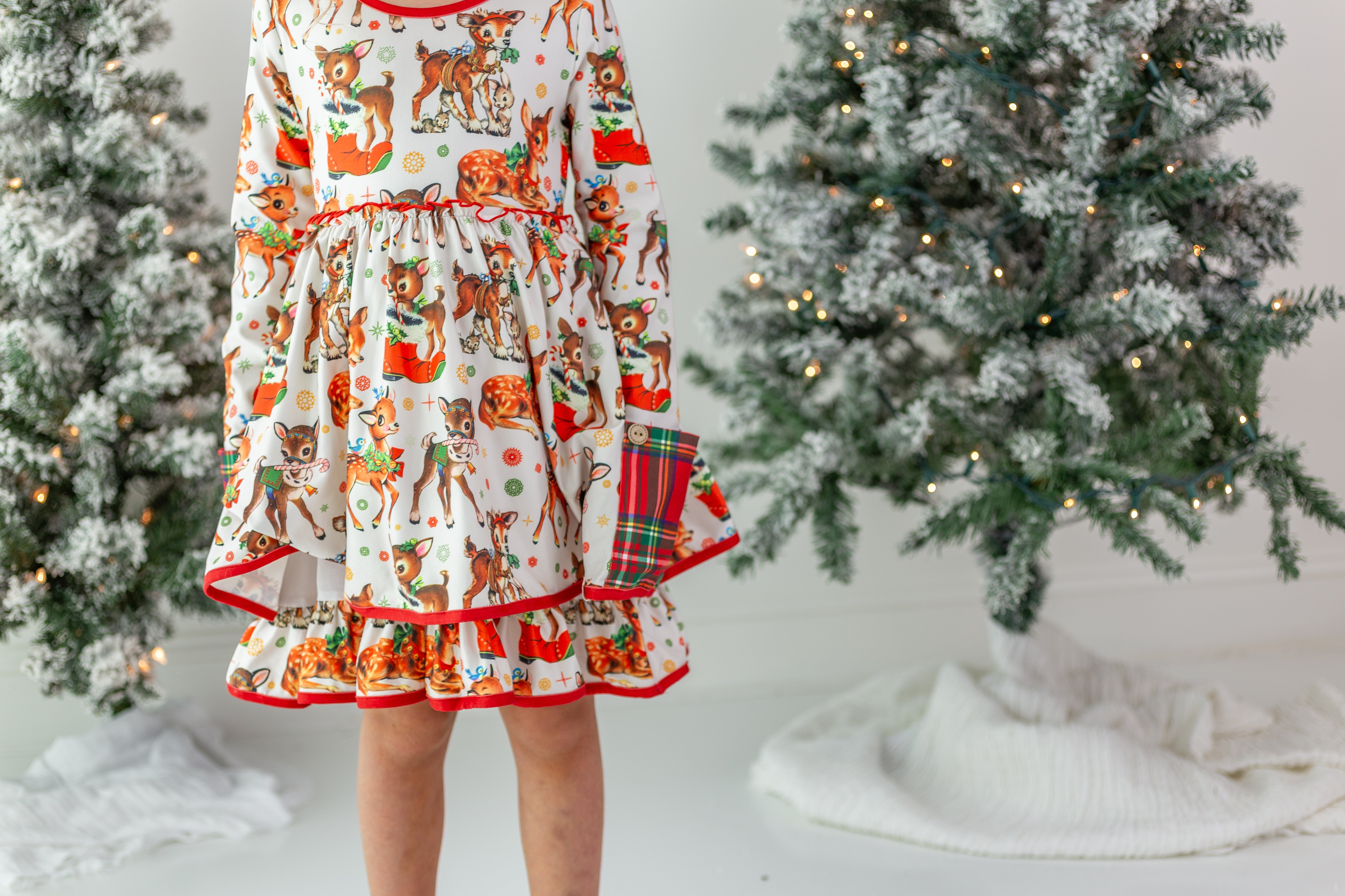 Myra Dress - Retro Reindeer Charm