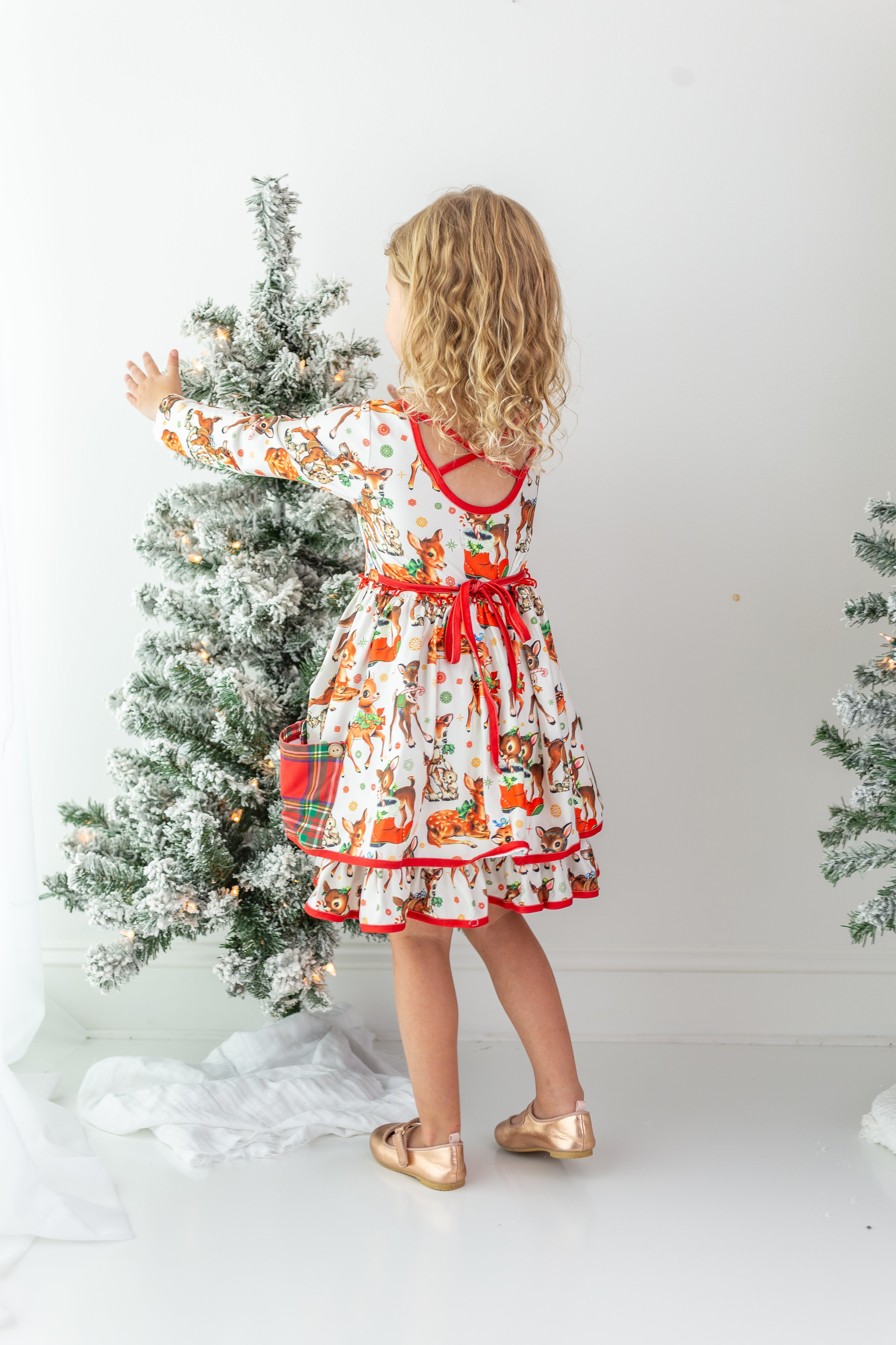 Myra Dress - Retro Reindeer Charm