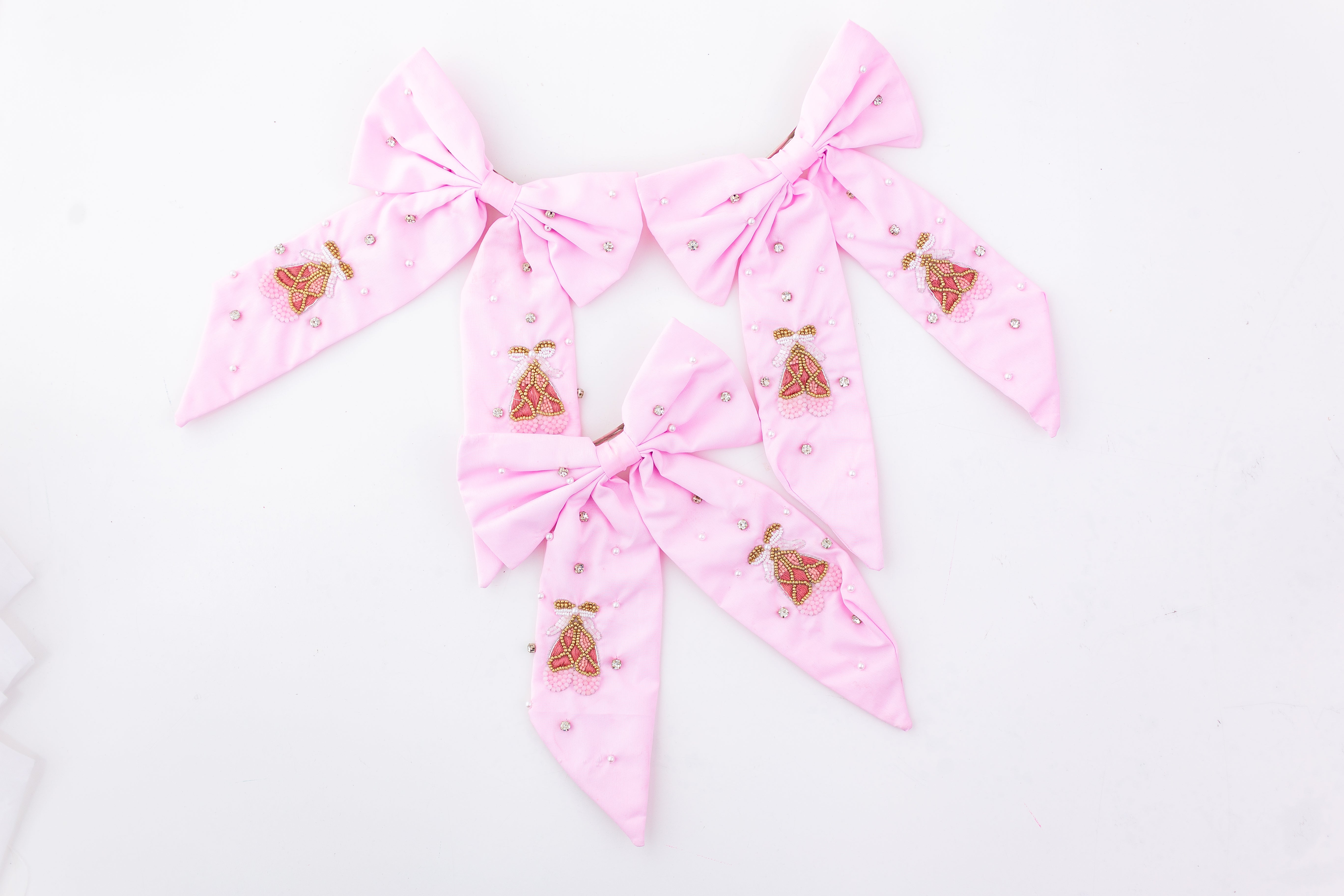 Beaded Hair Bow - Prima Ballerina