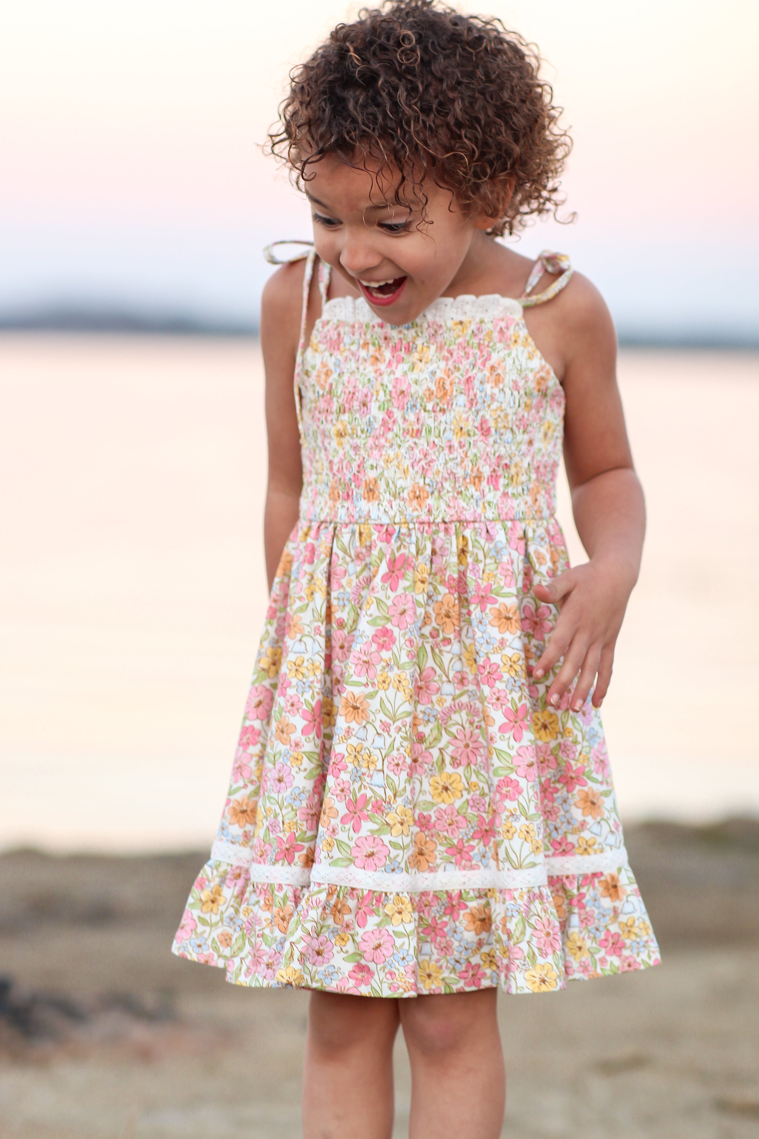 Elara Smocked Knit Dress - Garden Of Whimsy (Pre-Order)