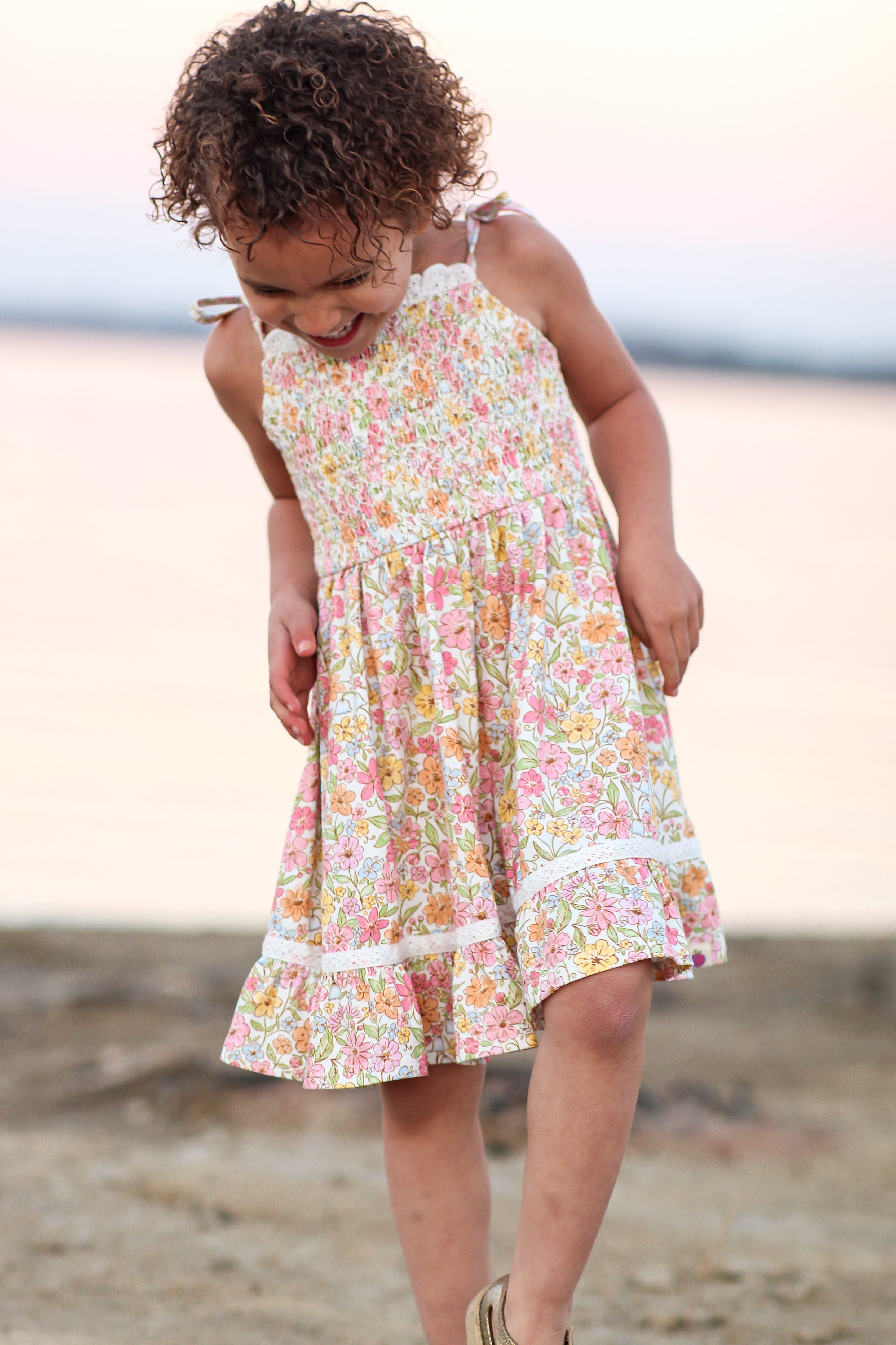 Elara Smocked Knit Dress - Garden Of Whimsy (Pre-Order)