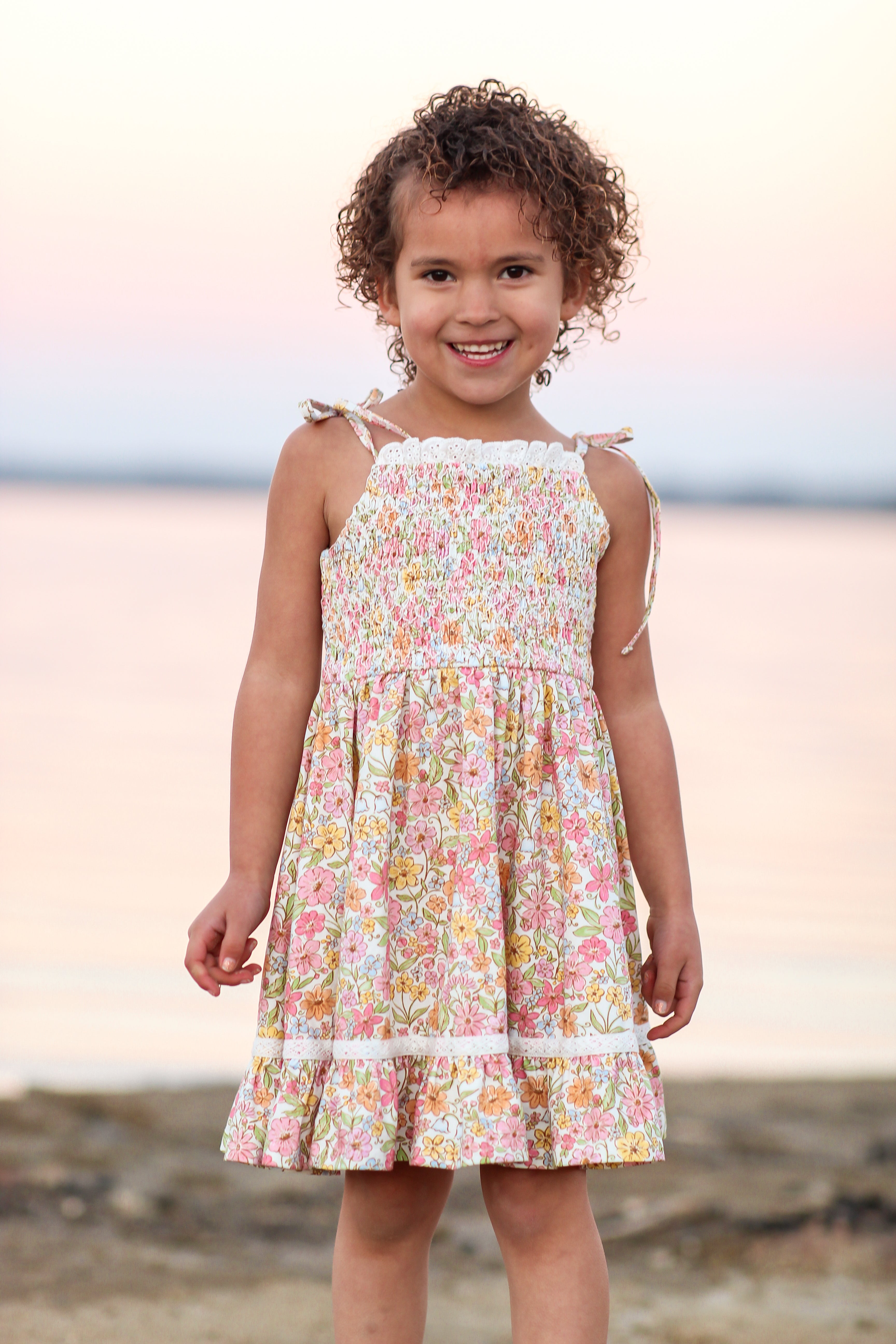 Elara Smocked Knit Dress - Garden Of Whimsy (Pre-Order)