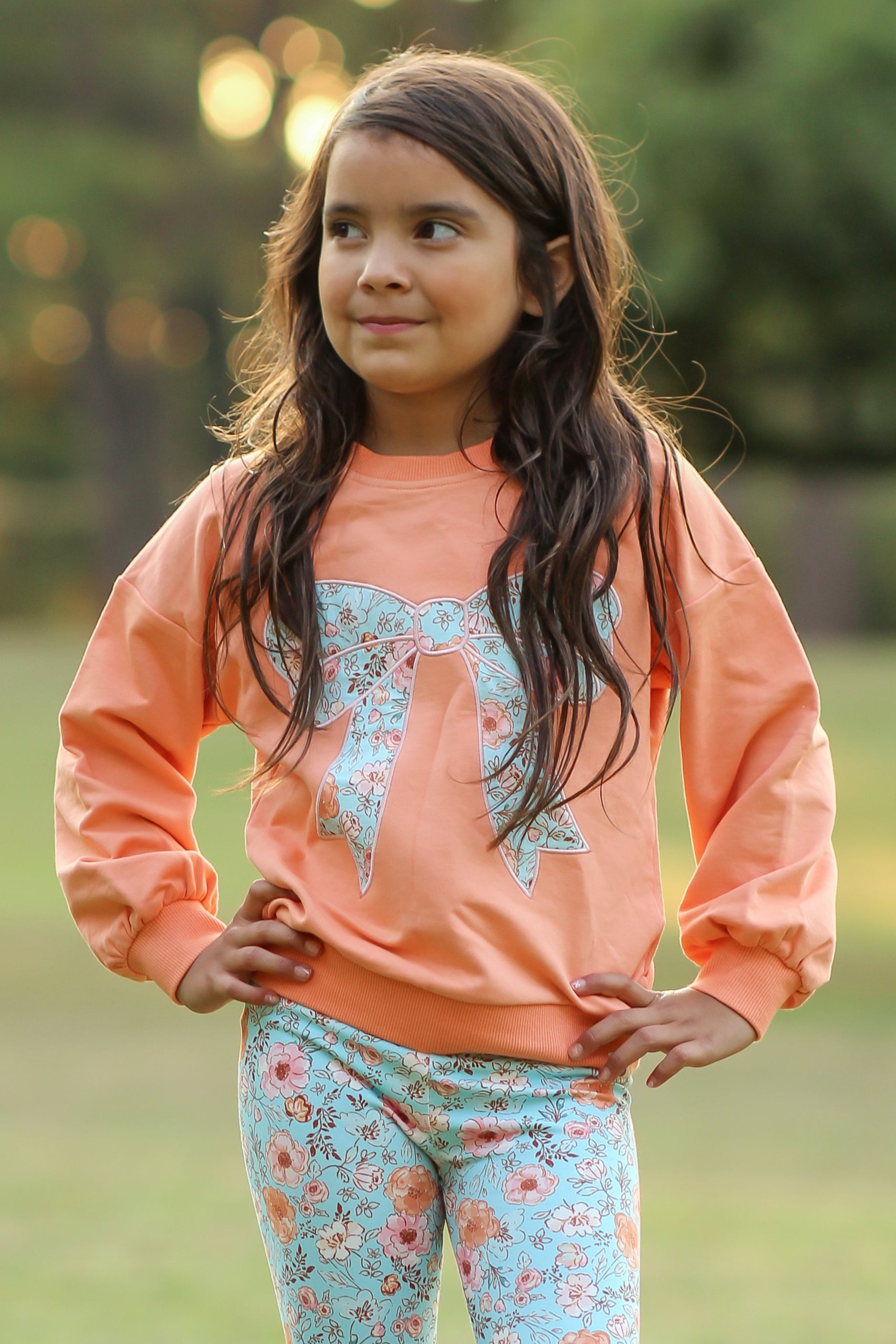 Bow Applique Sweater - Tangerine Tides (Pre-Order)