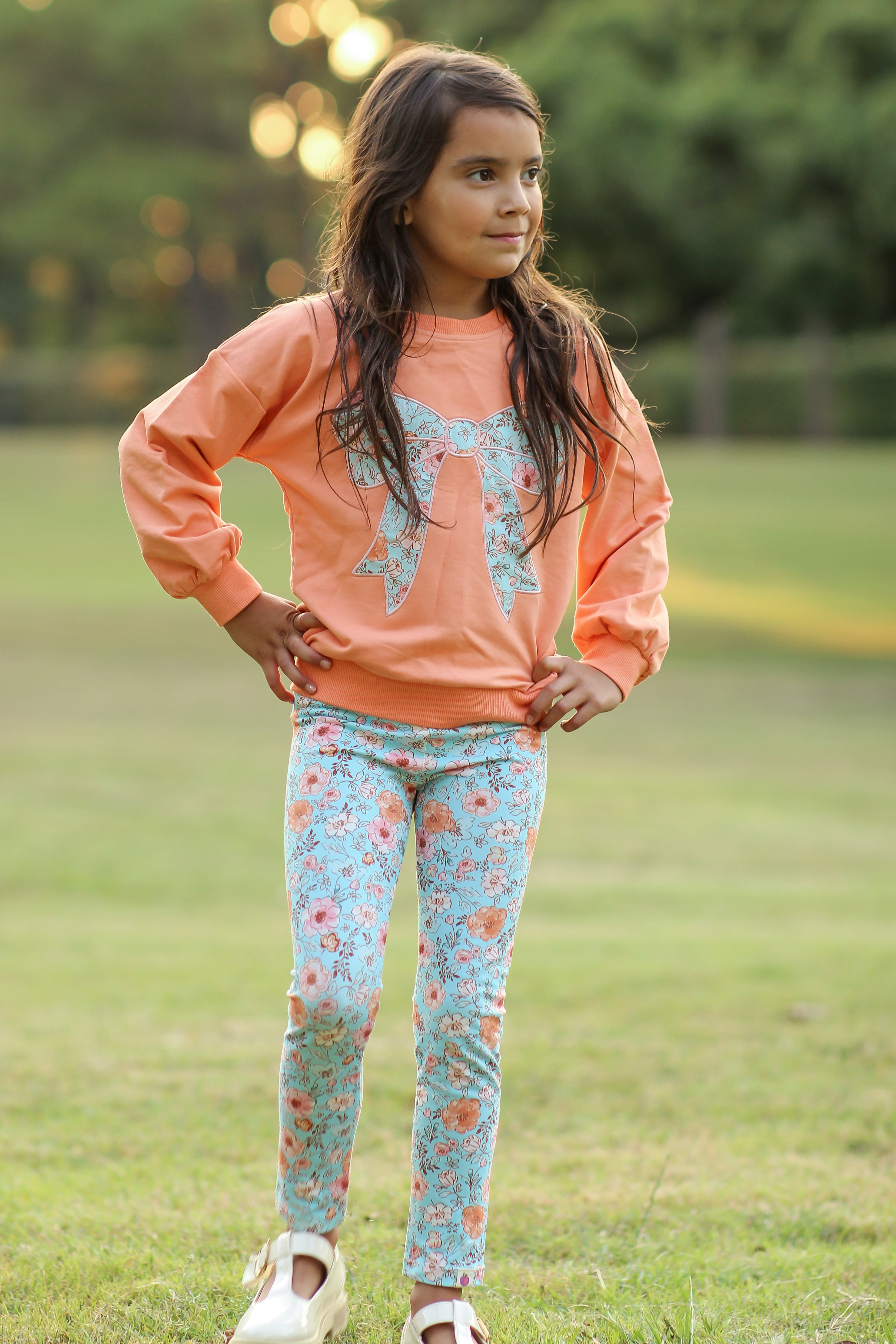 Bow Applique Sweater - Tangerine Tides (Pre-Order)
