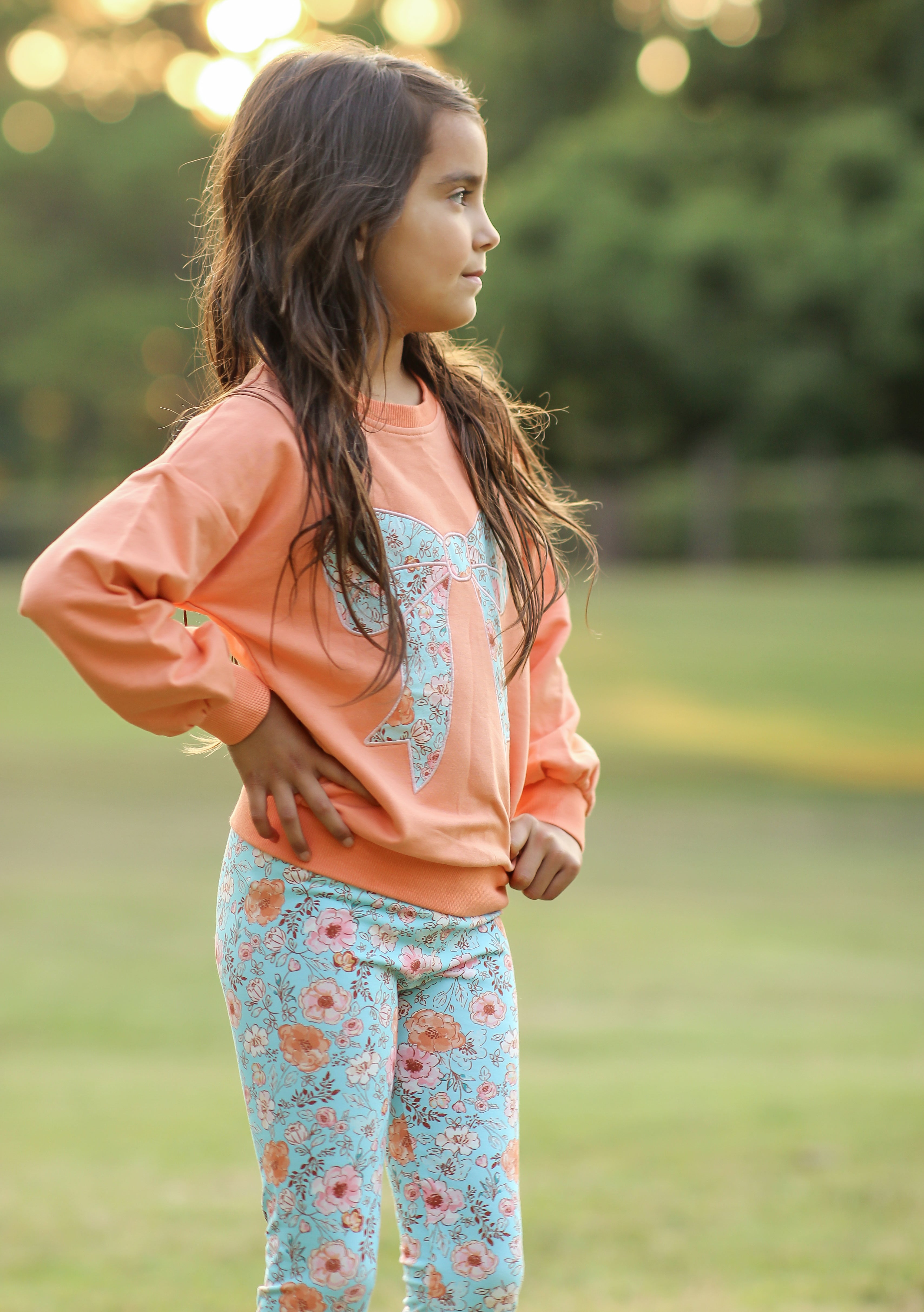 Bow Applique Sweater - Tangerine Tides (Pre-Order)