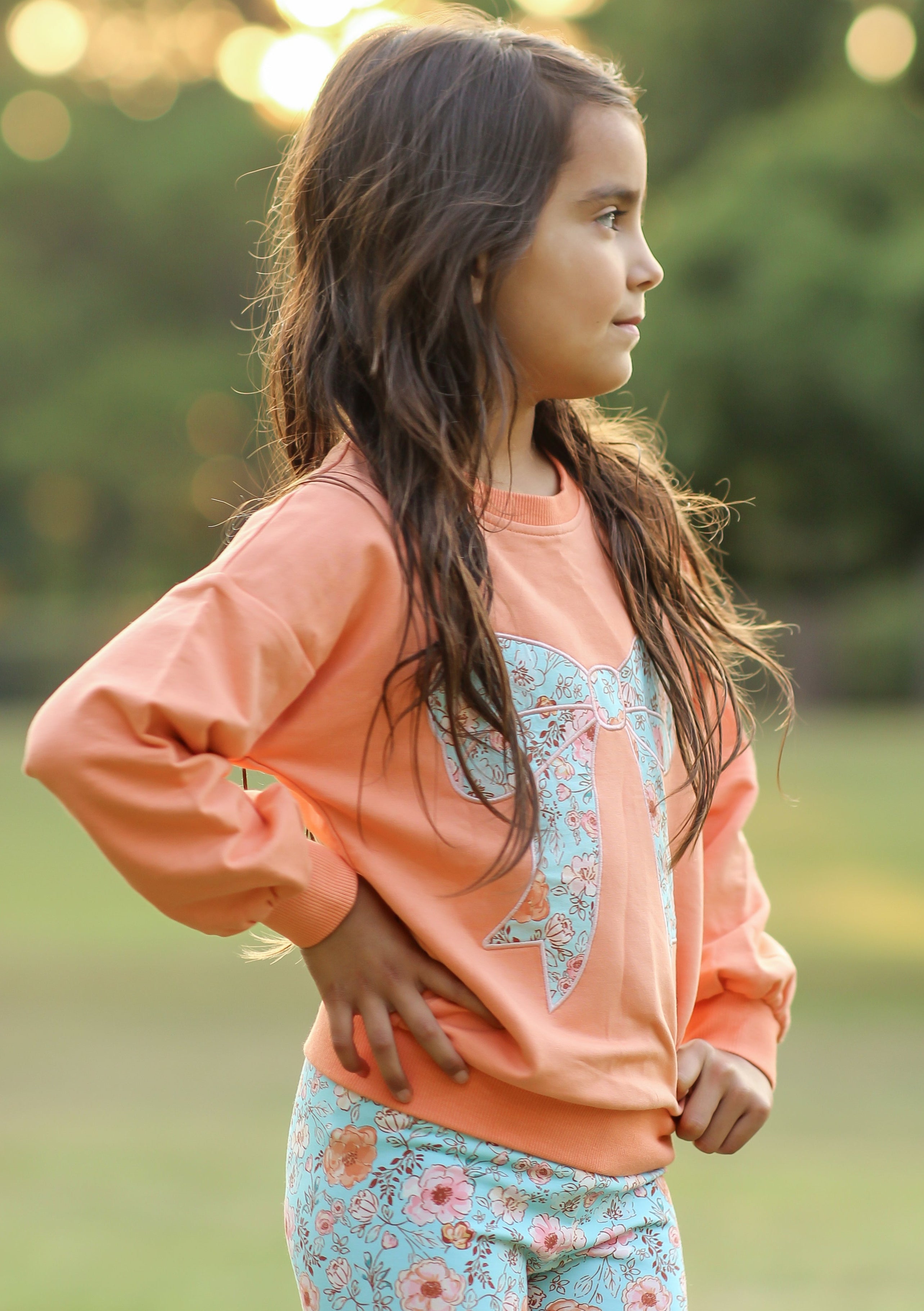 Bow Applique Sweater - Tangerine Tides (Pre-Order)
