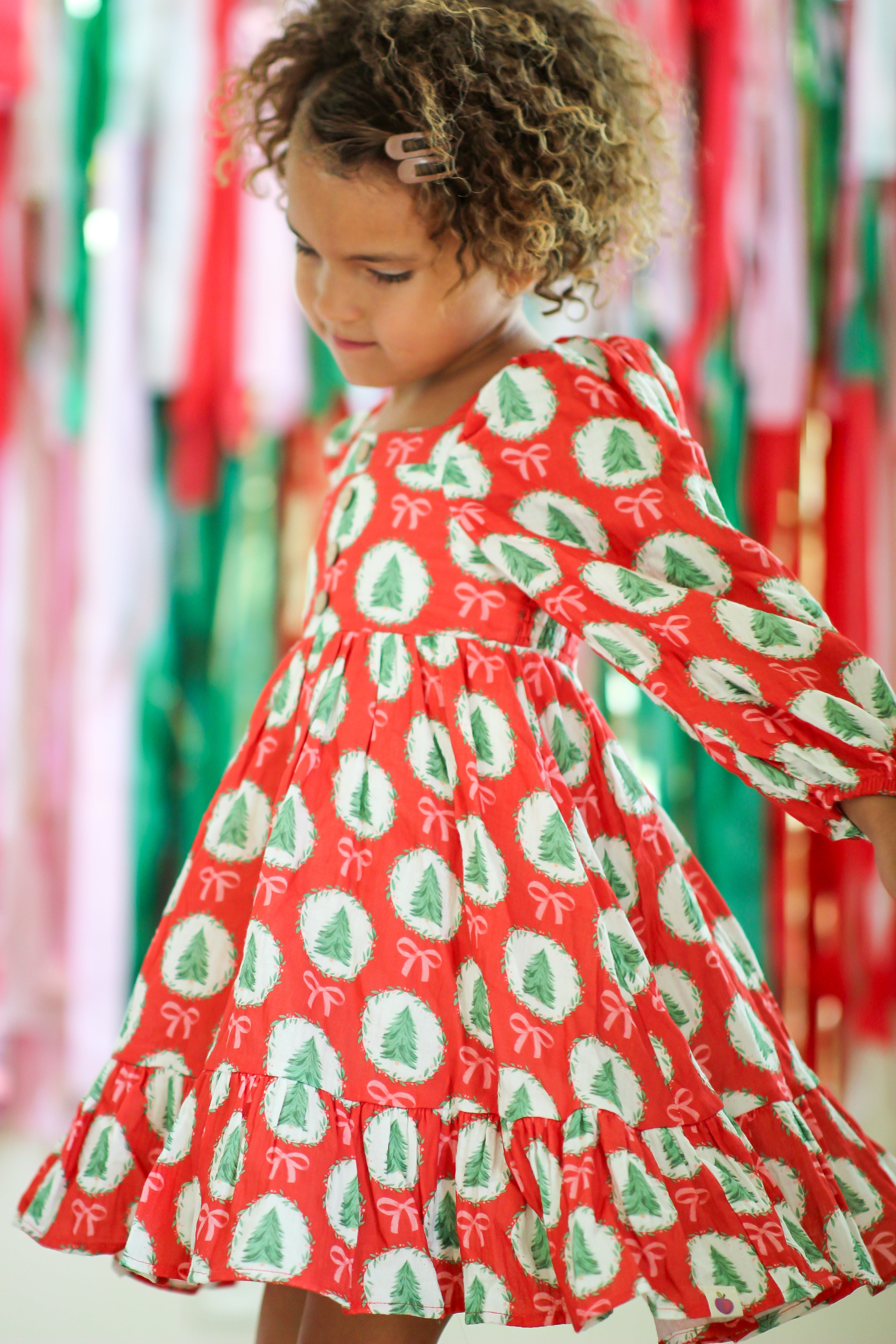 Puff Sleeve Gauze Dress - Evergreen Wishes (Pre-Order)