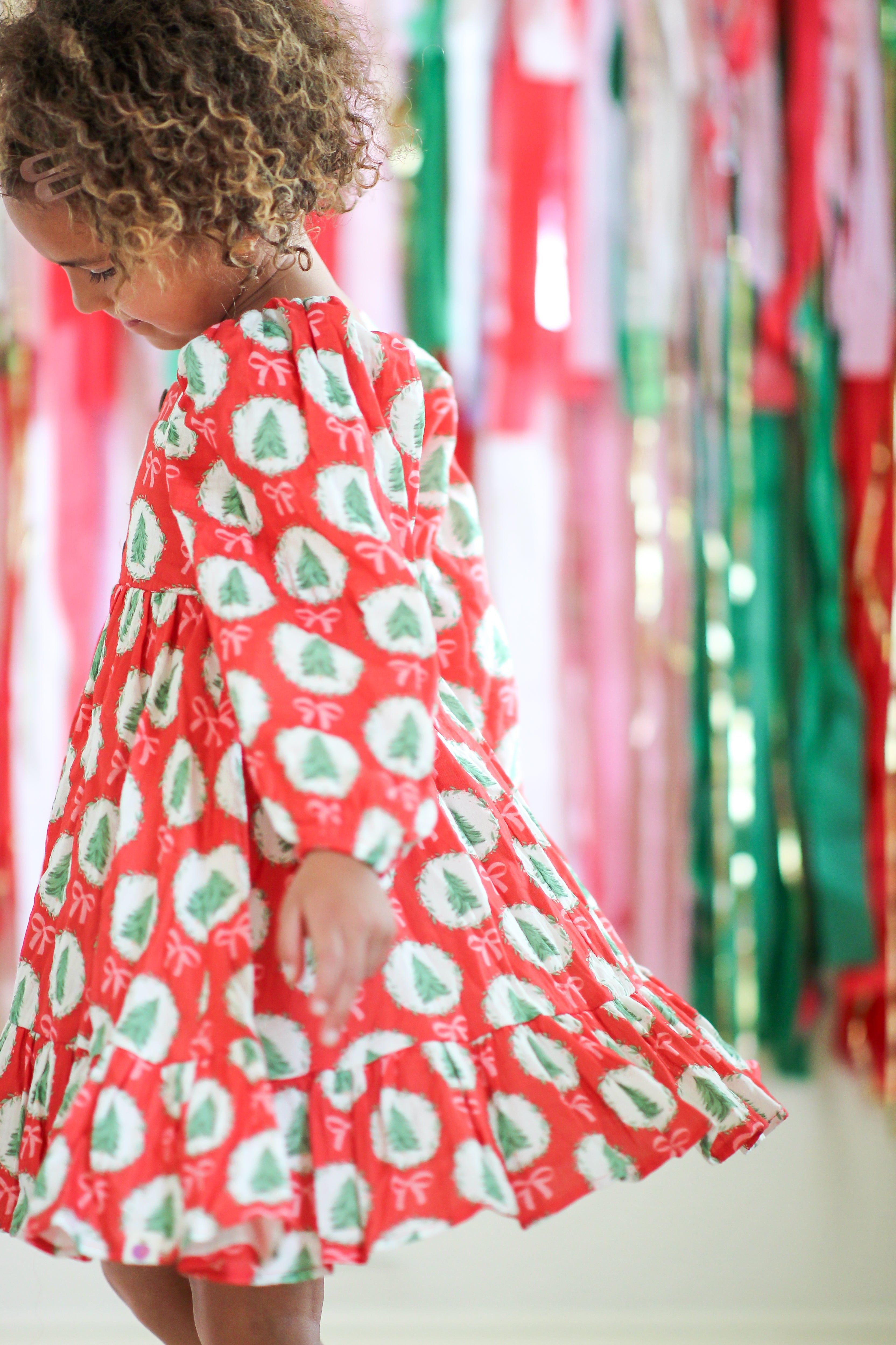 Puff Sleeve Gauze Dress - Evergreen Wishes (Pre-Order)