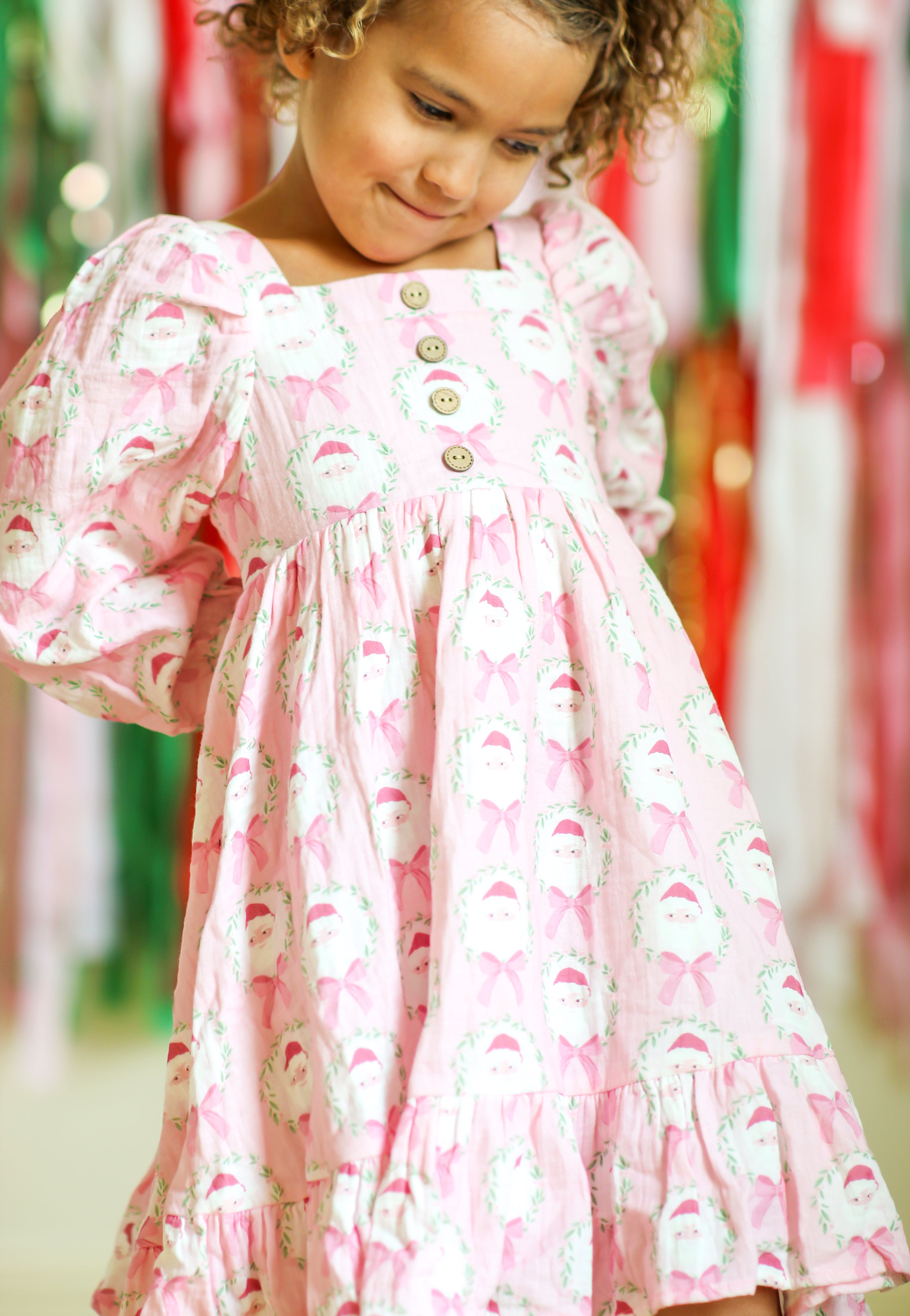 Puff Sleeve Gauze Dress - Sugarplum Santa (Pre-Order)