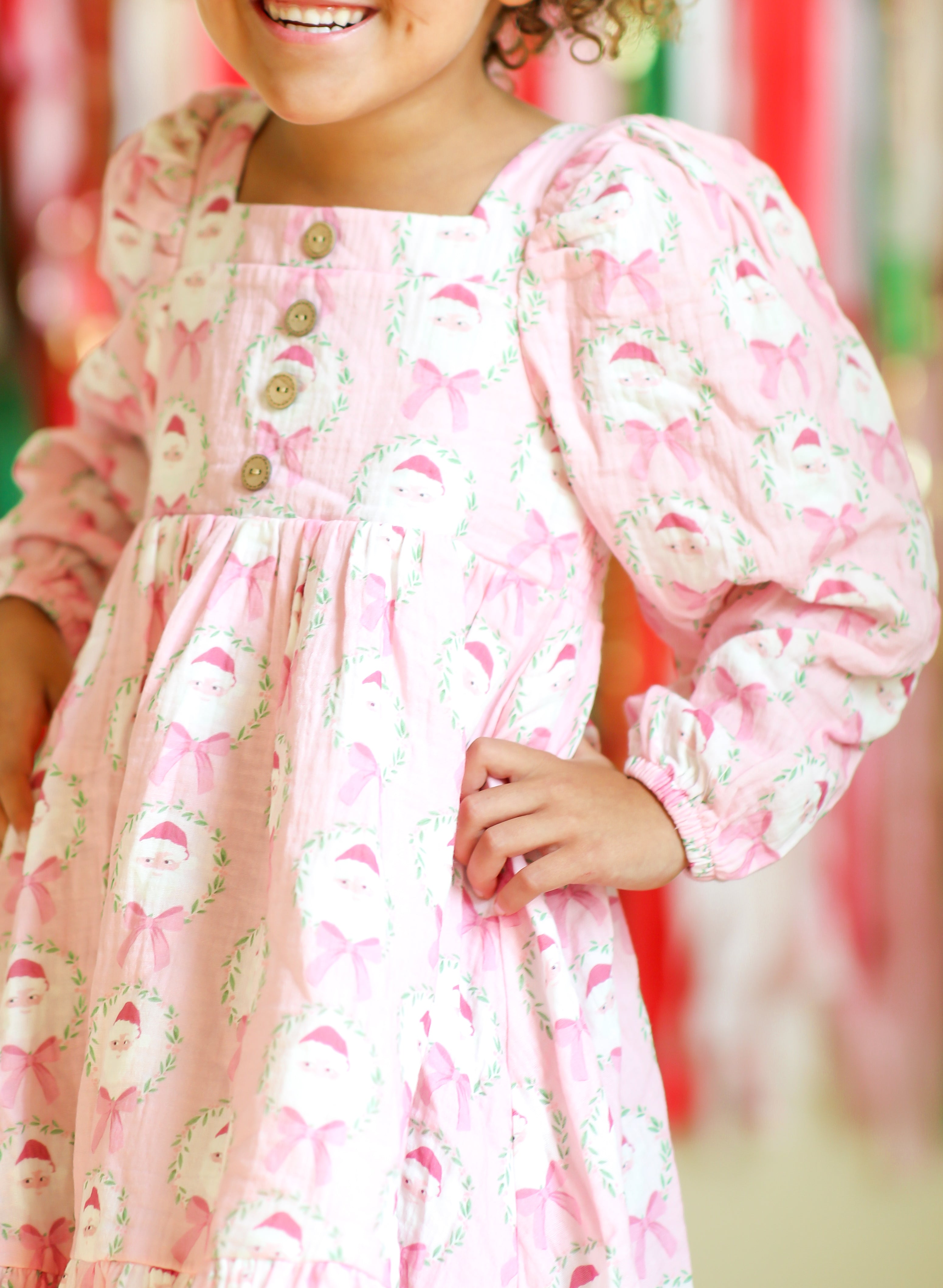 Puff Sleeve Gauze Dress - Sugarplum Santa (Pre-Order)