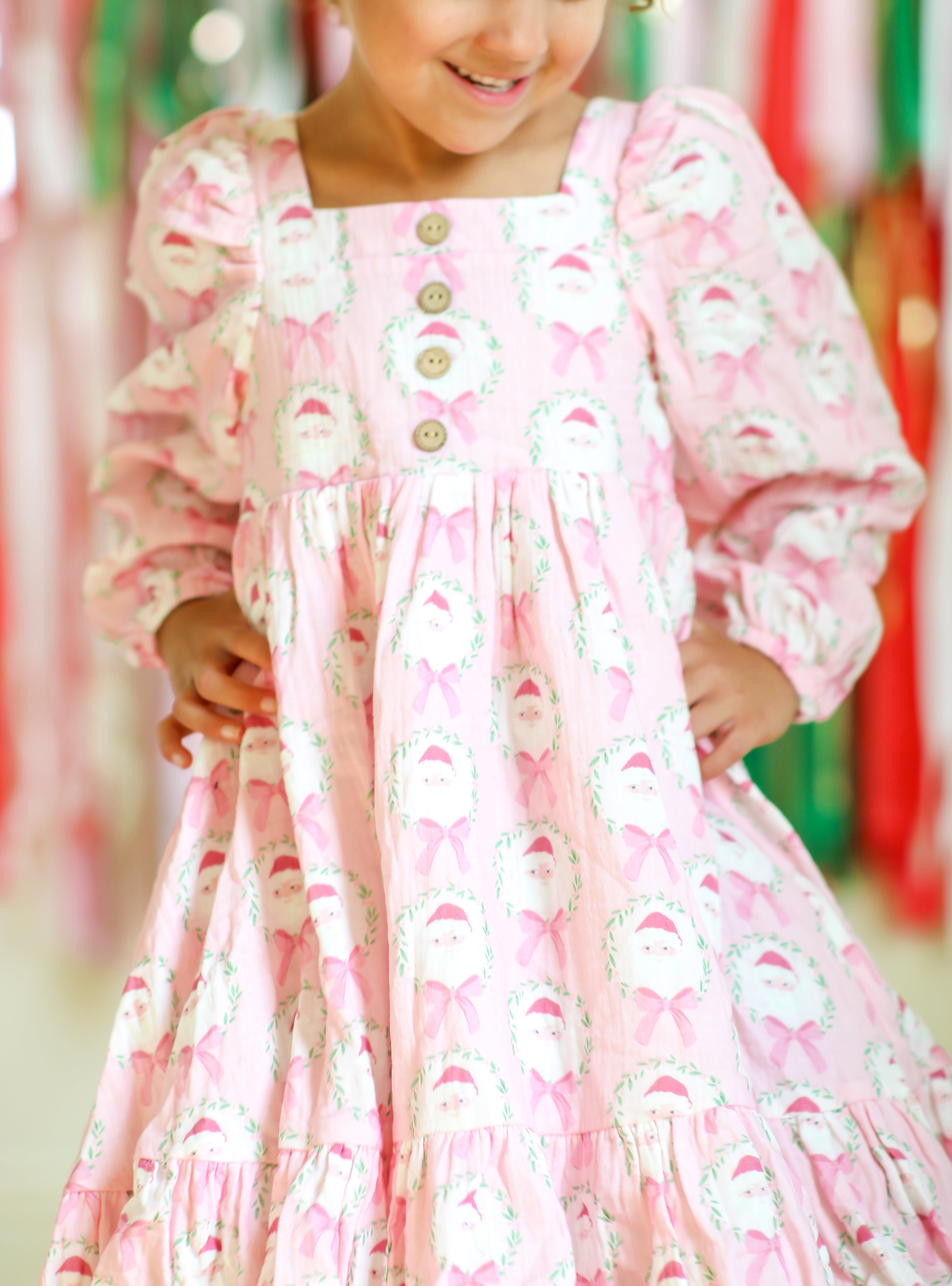 Puff Sleeve Gauze Dress - Sugarplum Santa (Pre-Order)