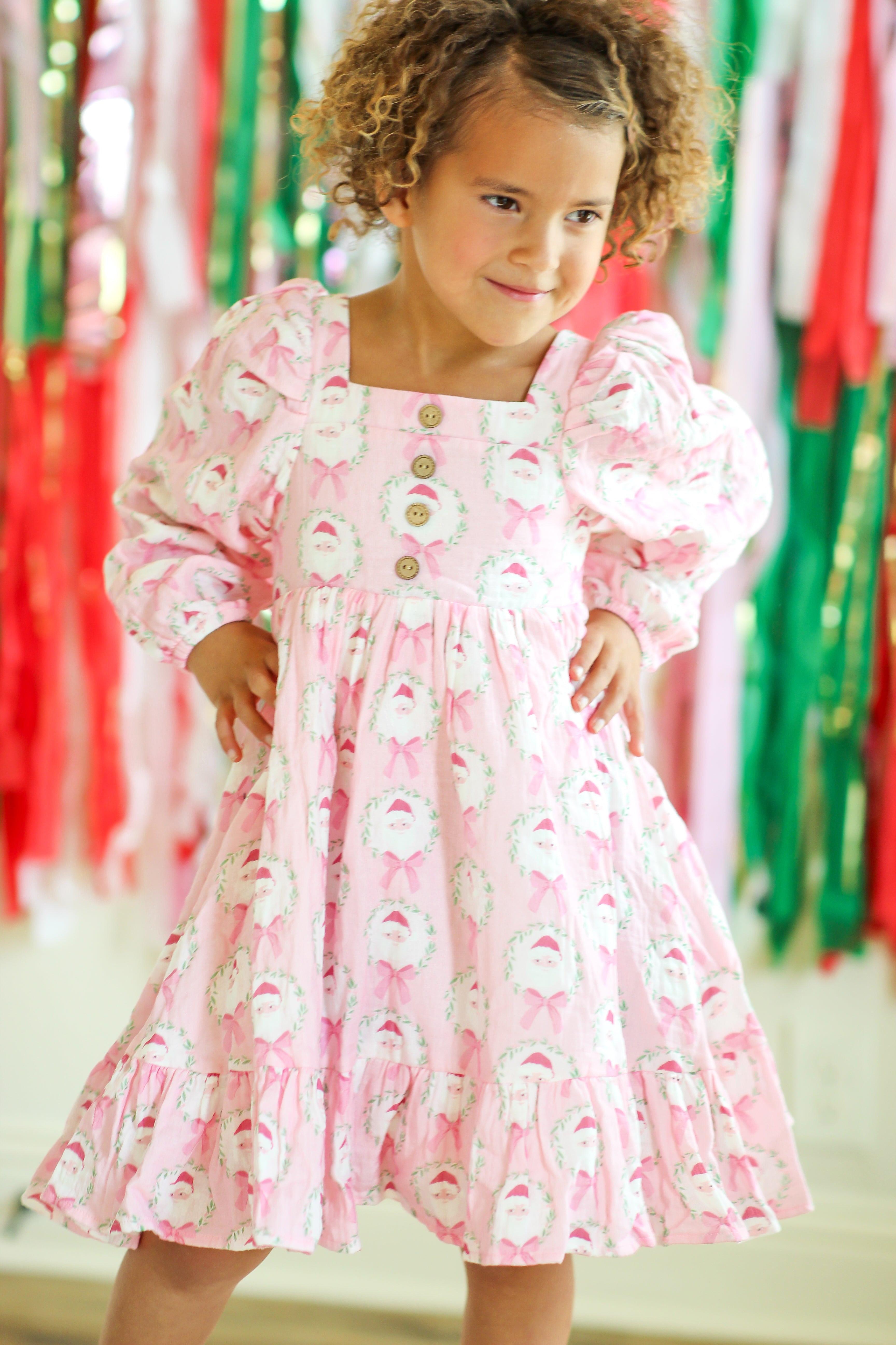 Puff Sleeve Gauze Dress - Sugarplum Santa (Pre-Order)