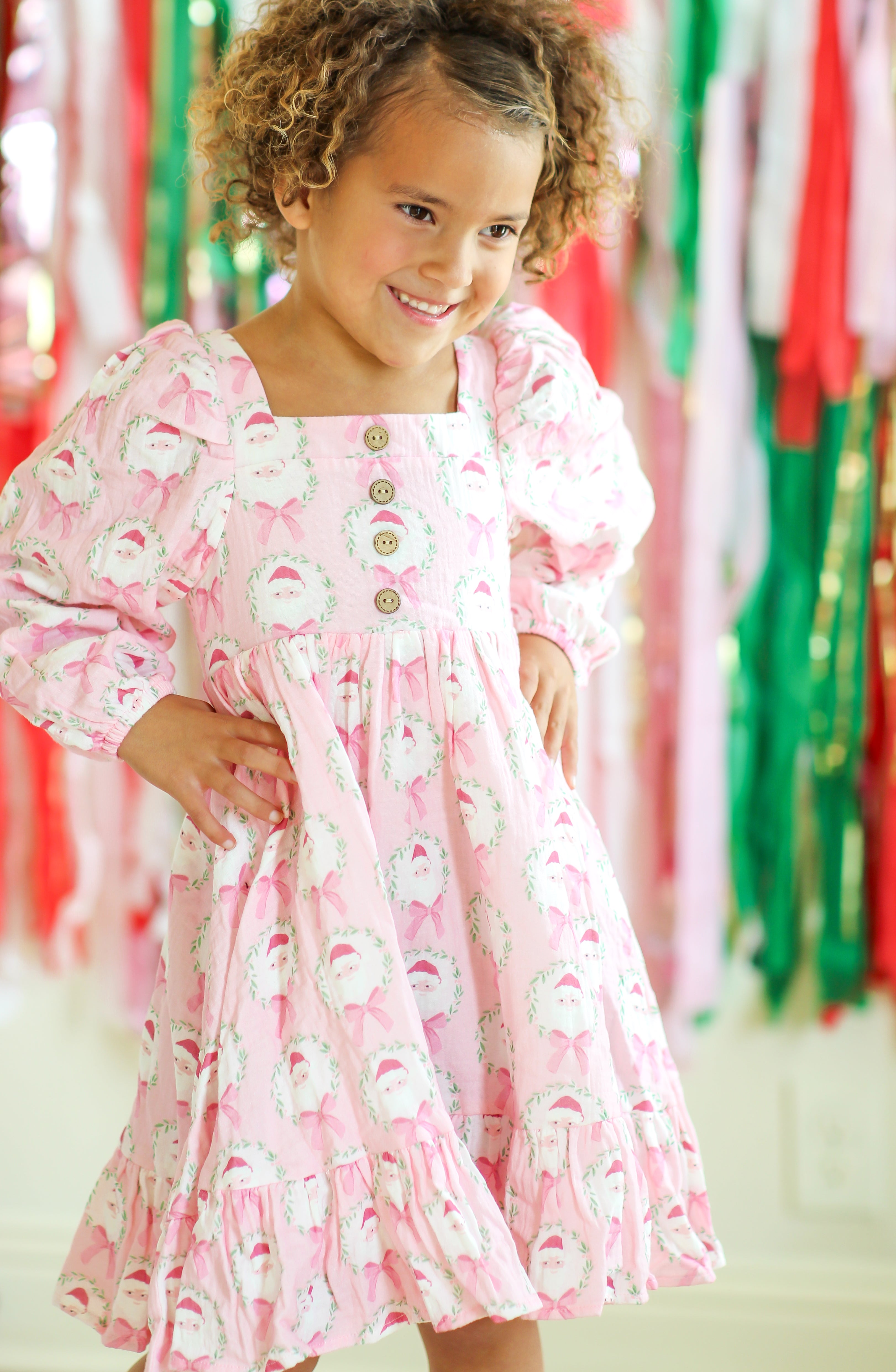 Puff Sleeve Gauze Dress - Sugarplum Santa (Pre-Order)