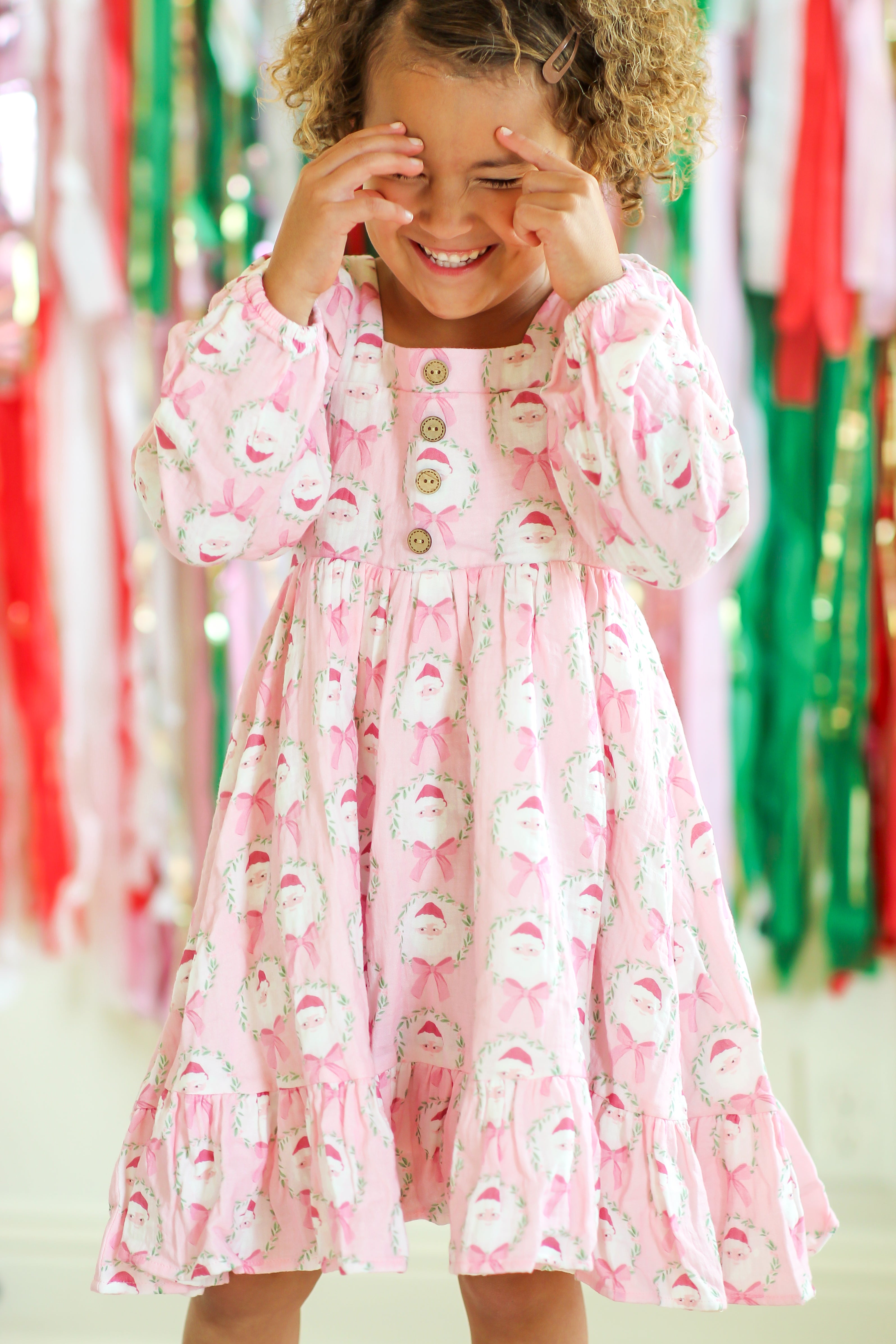 Puff Sleeve Gauze Dress - Sugarplum Santa (Pre-Order)
