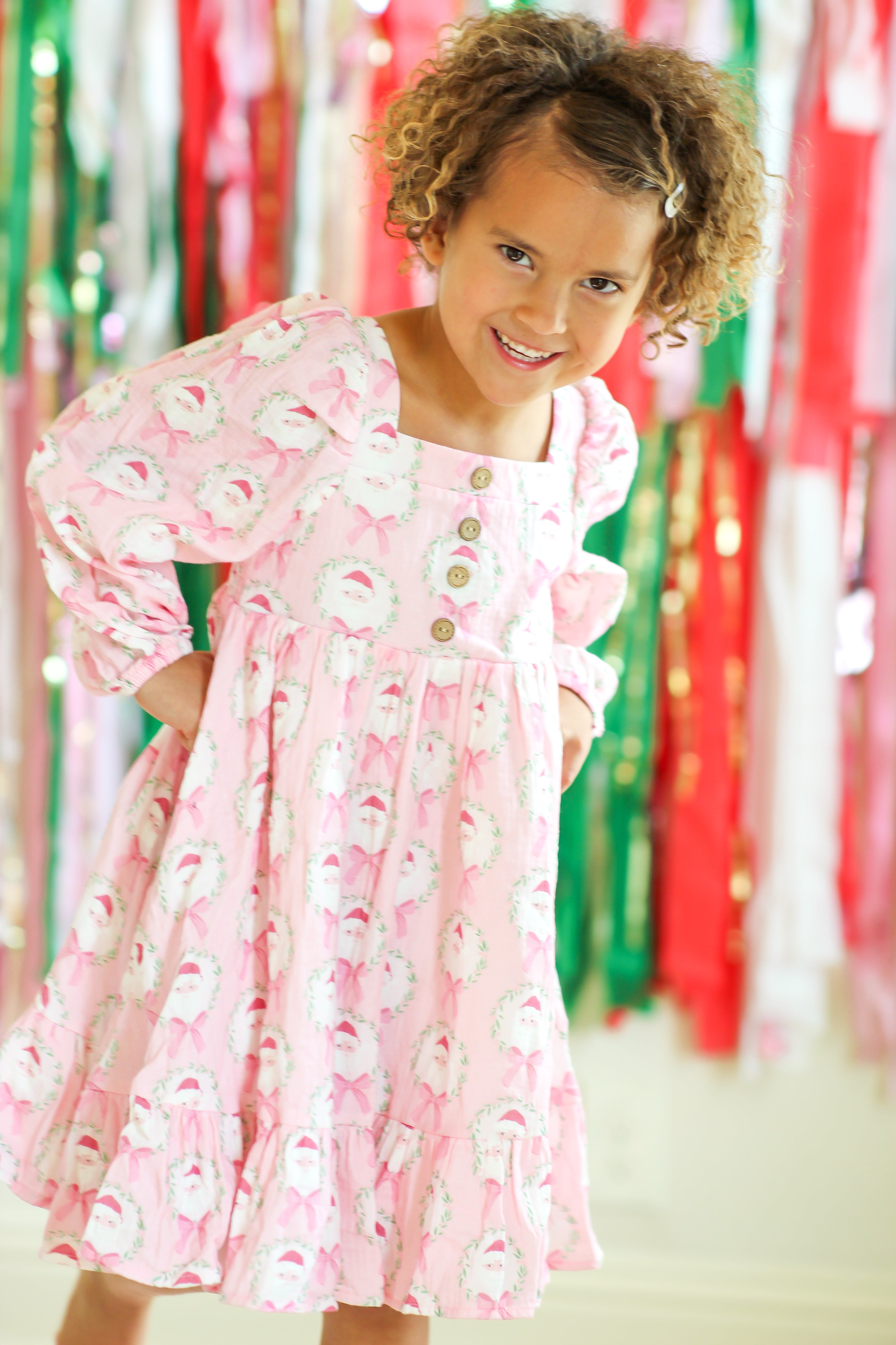Puff Sleeve Gauze Dress - Sugarplum Santa (Pre-Order)
