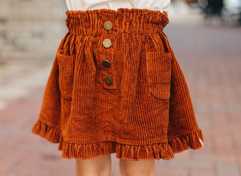 Corduroy Paperbag Skirt - Spice Ruffle