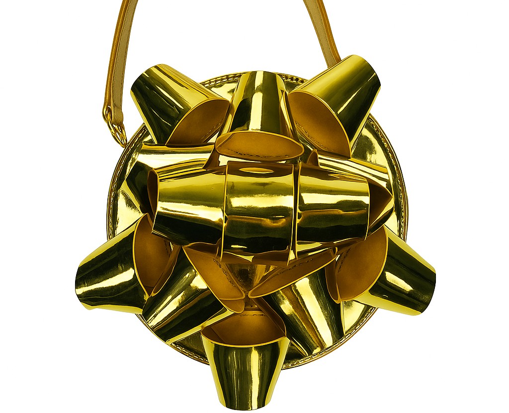 Glitzy Gift Ribbon Handbag - Gold