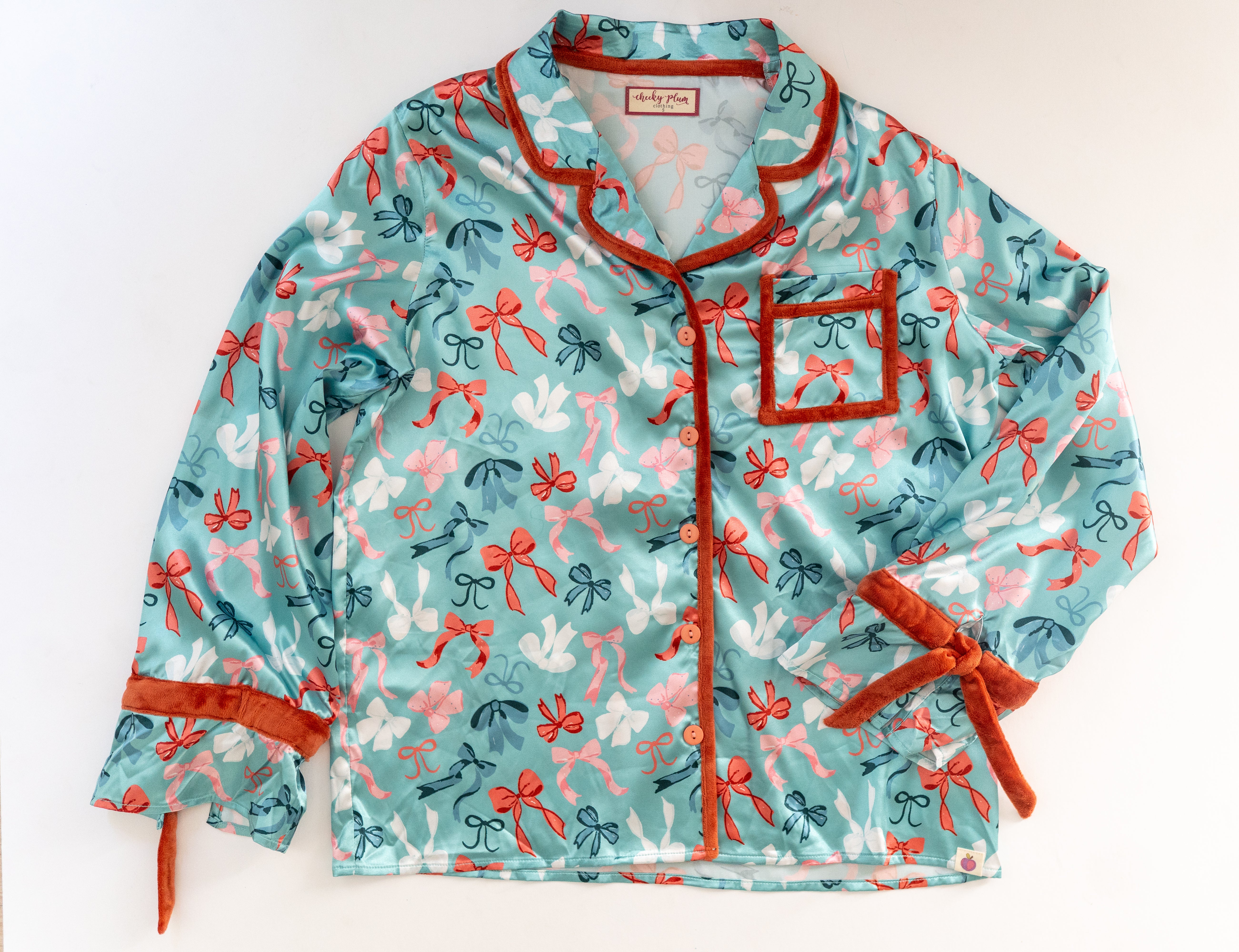Women's Satin Loungewear Set - Merry Bows (Pre-Order)