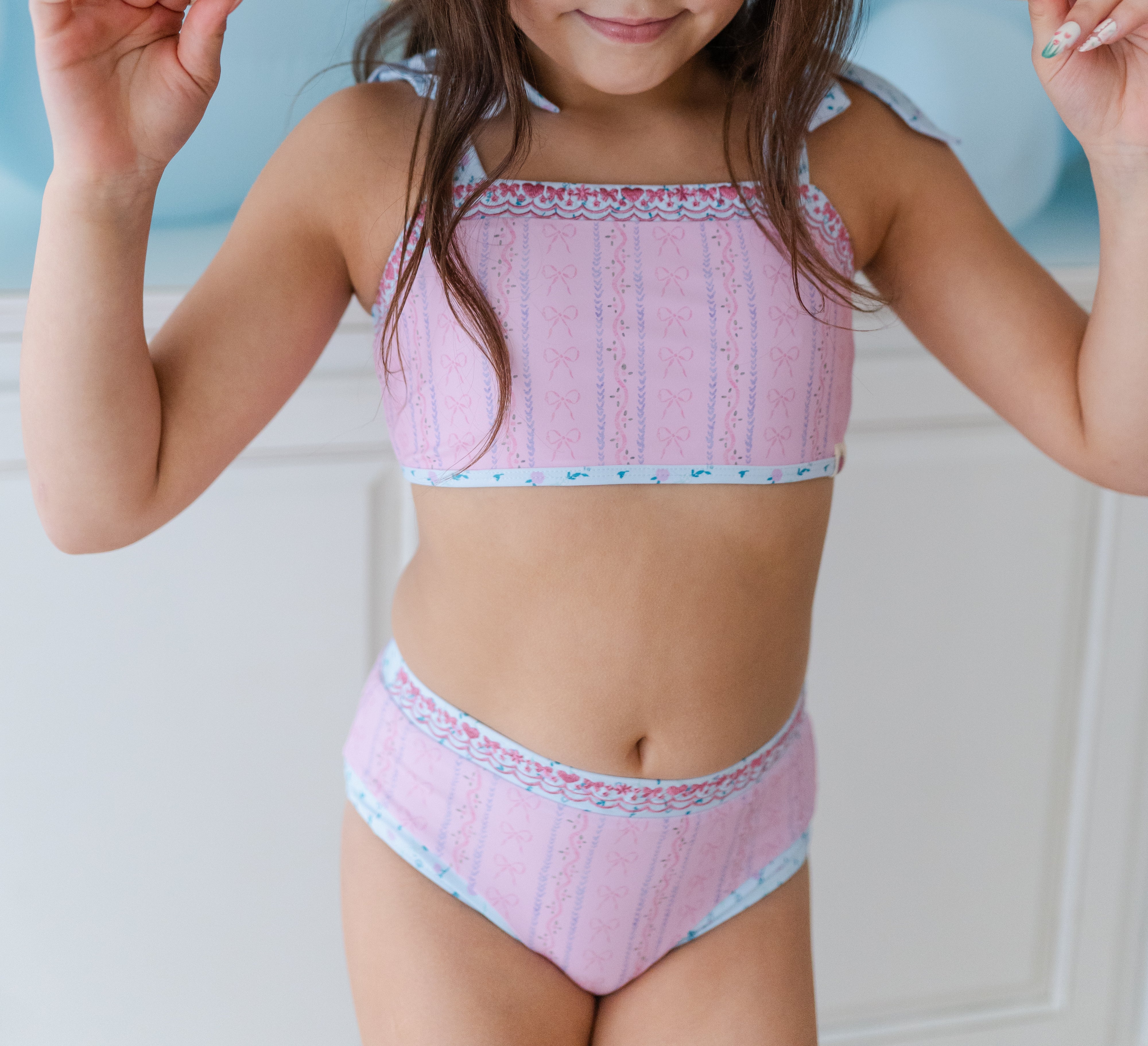 Nora Embroidered Swimsuit - Pink Parfait Bow (Pre-Order)