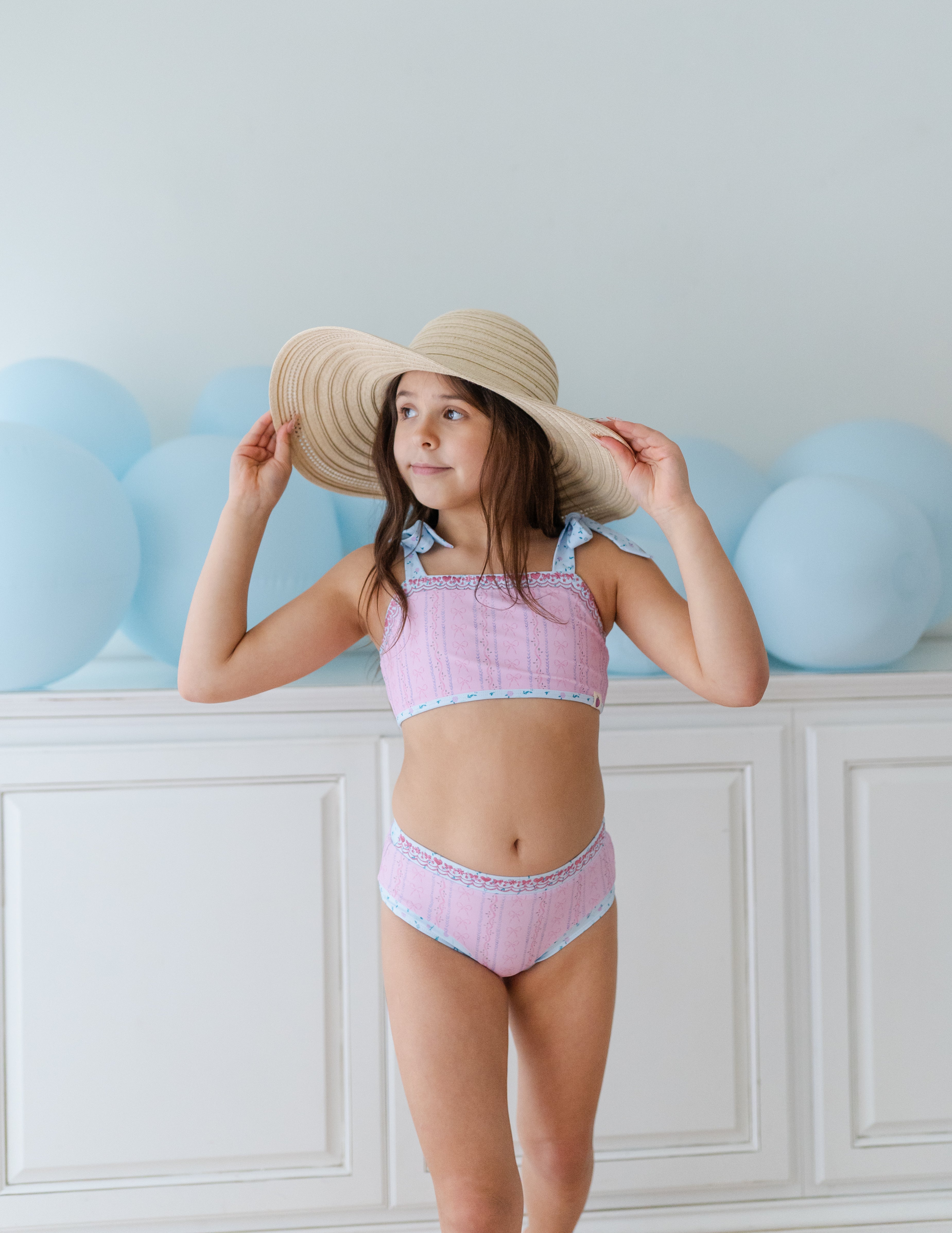 Nora Embroidered Swimsuit - Pink Parfait Bow (Pre-Order)