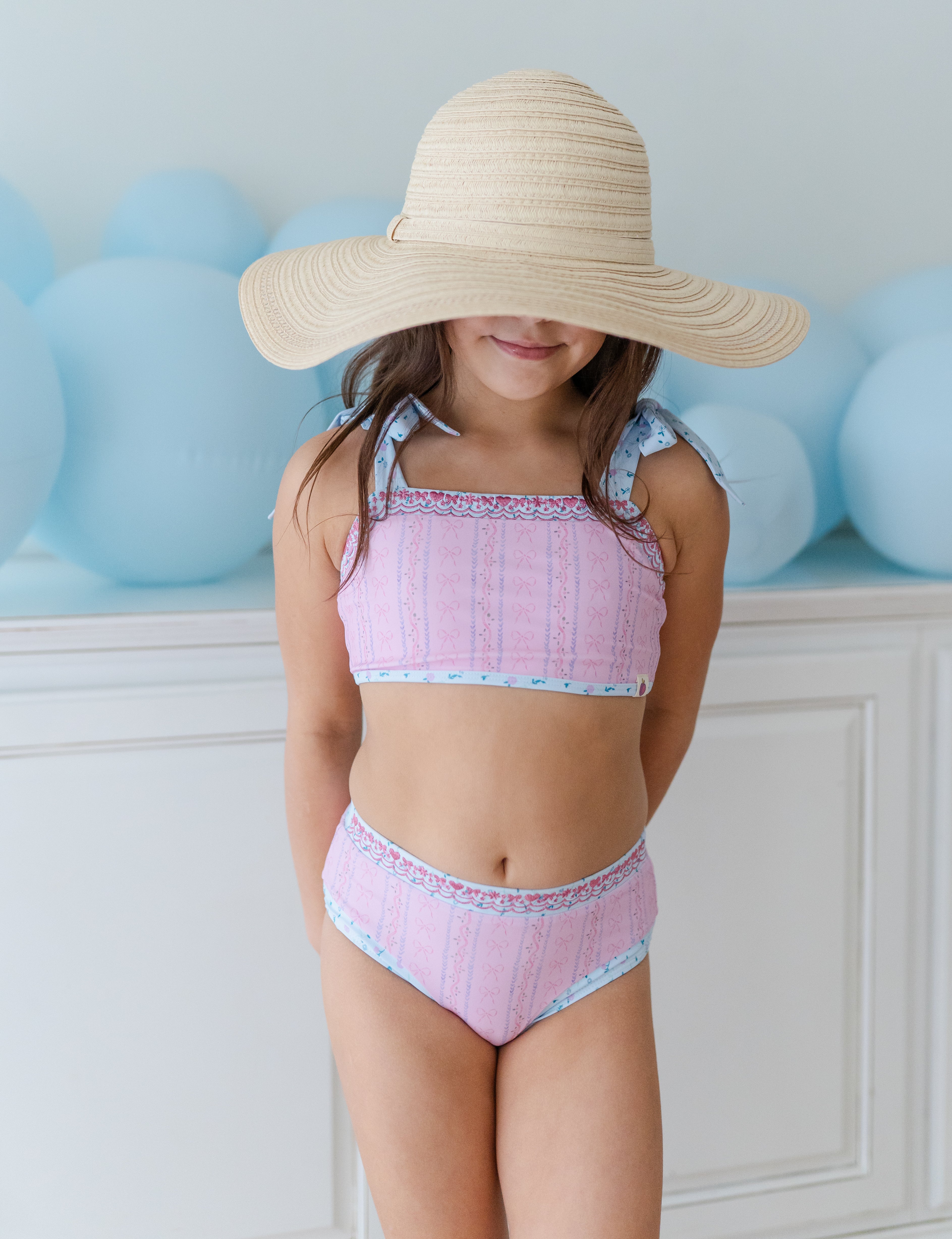 Nora Embroidered Swimsuit - Pink Parfait Bow (Pre-Order)