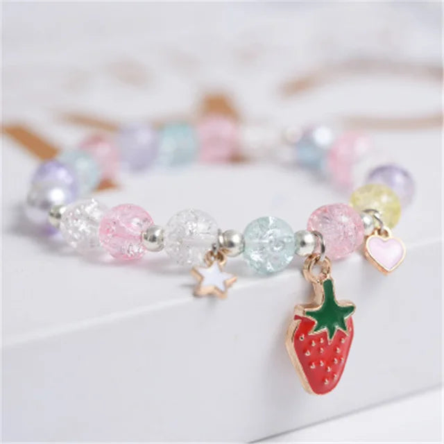Crushed Glass Bead Stretch Bracelet - Strawberry – Cheeky Plum