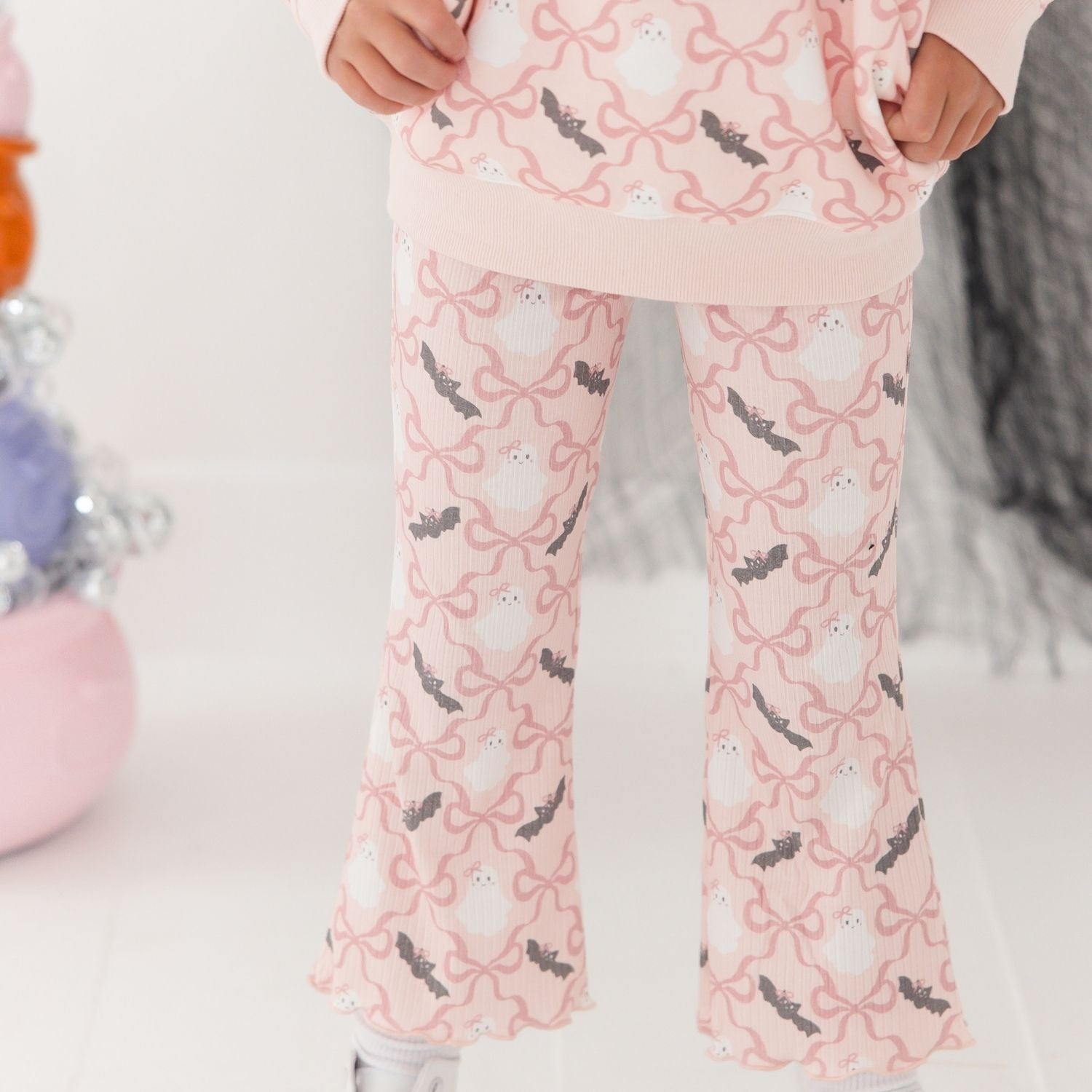Sweet Wink Flare Legging - Bat And Ghost Trellis
