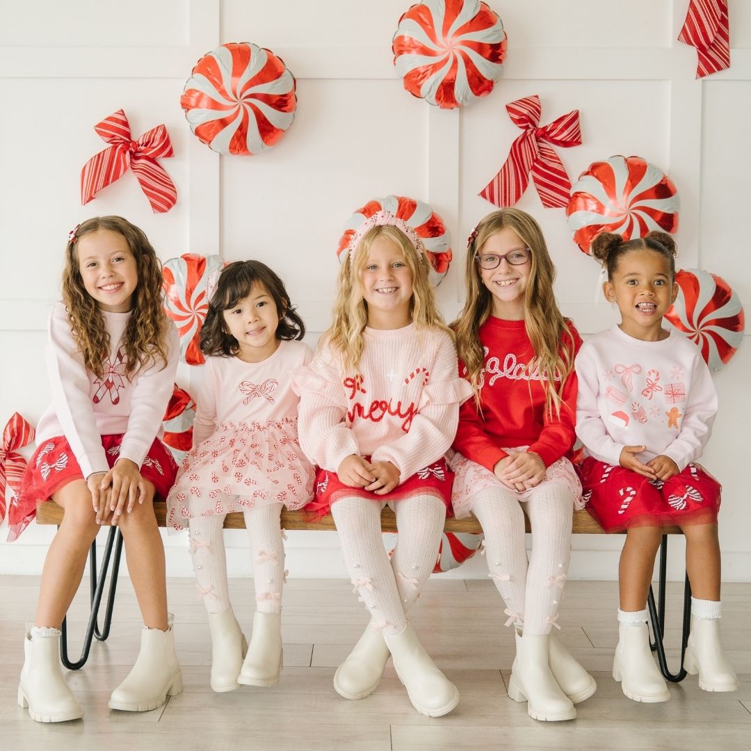 Sweet Wink Sweatshirt - Candy Cane Patch Christmas