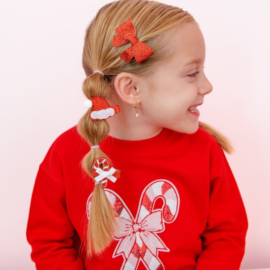 Sweet Wink Hair Clip Set - Candy Cane Cutie